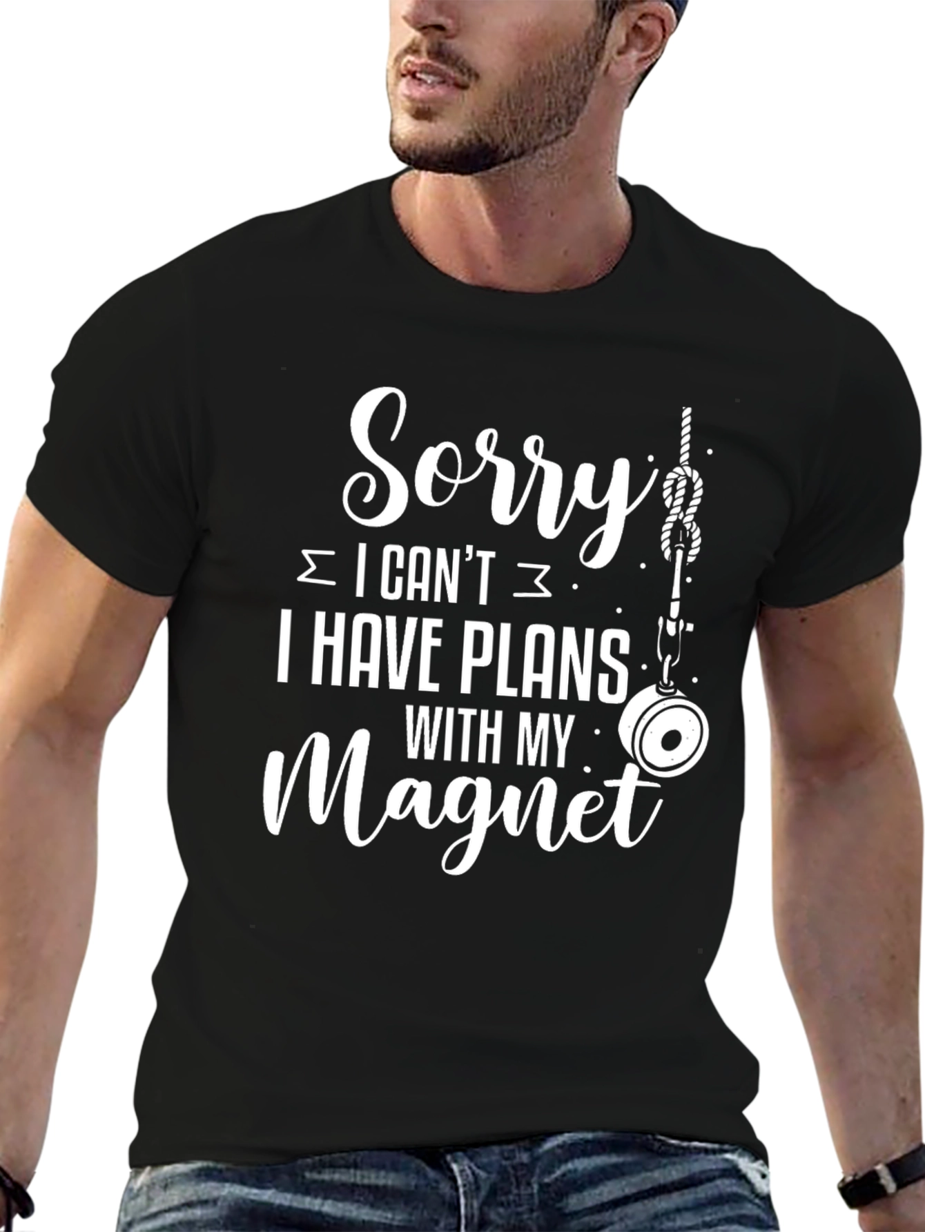 Sorry I have Plans with My Magnet Black T-Shirt - 6