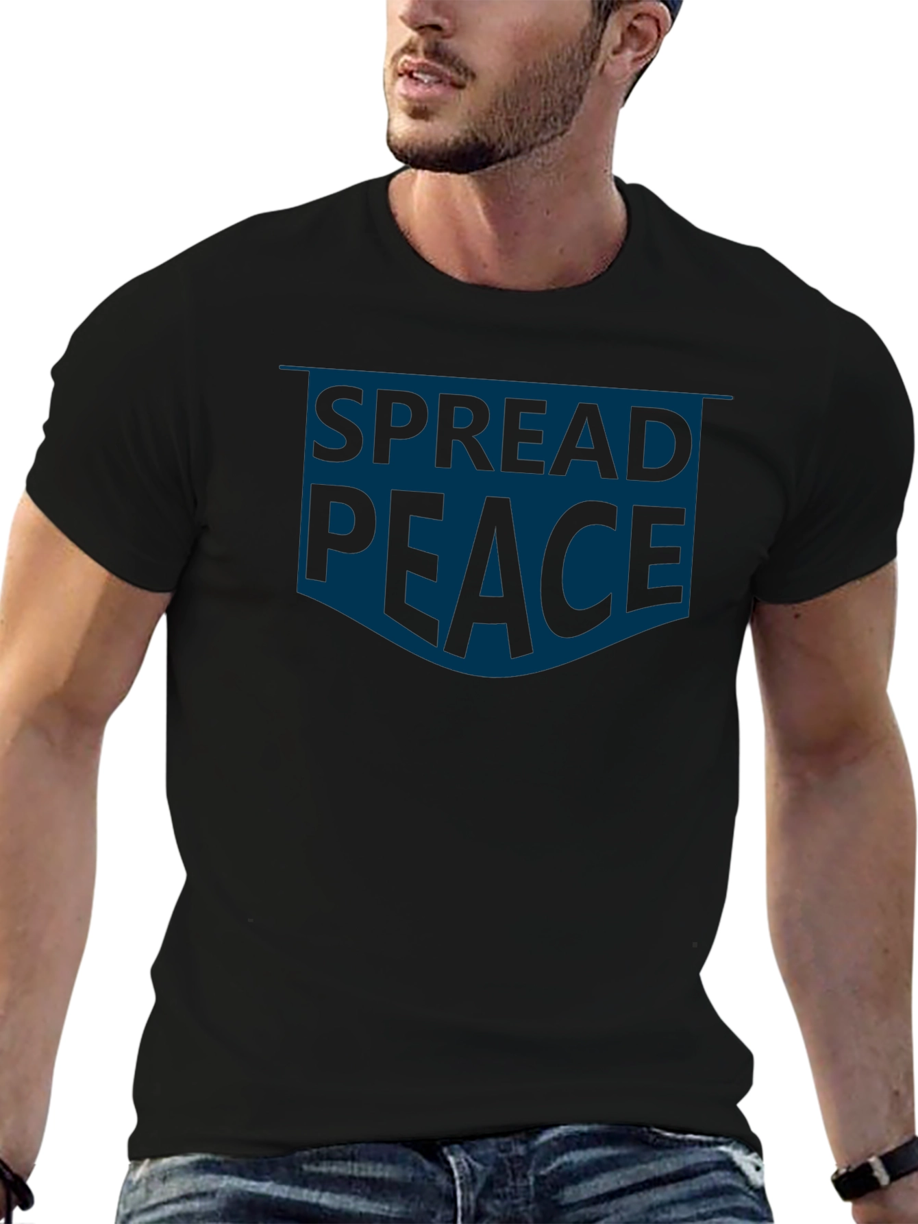 Black Spread Peace T-Shirt - Mens Casual Graphic Tee view 6