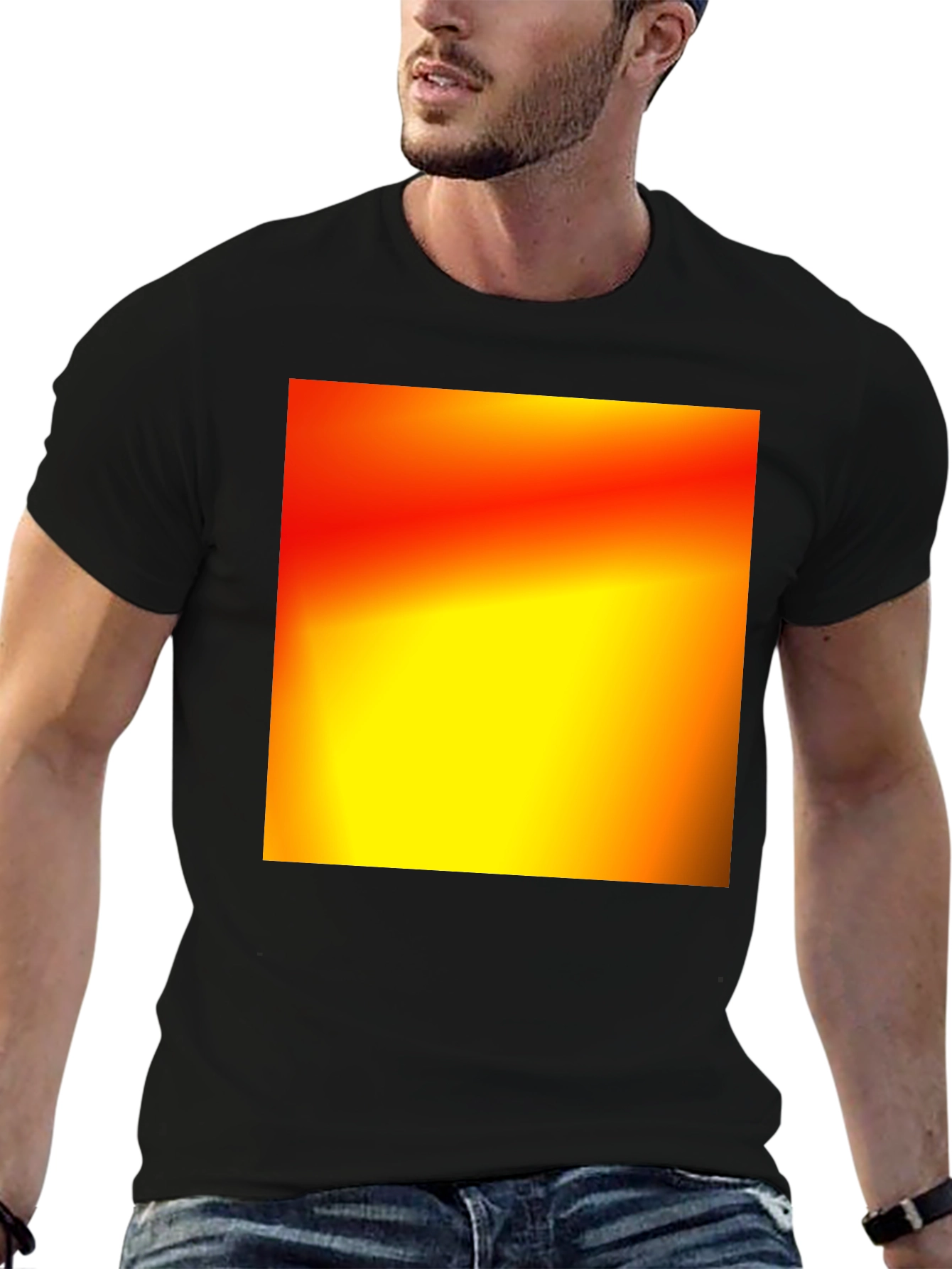 Black Bold Black T-Shirt with Abstract Gradient Design view 6