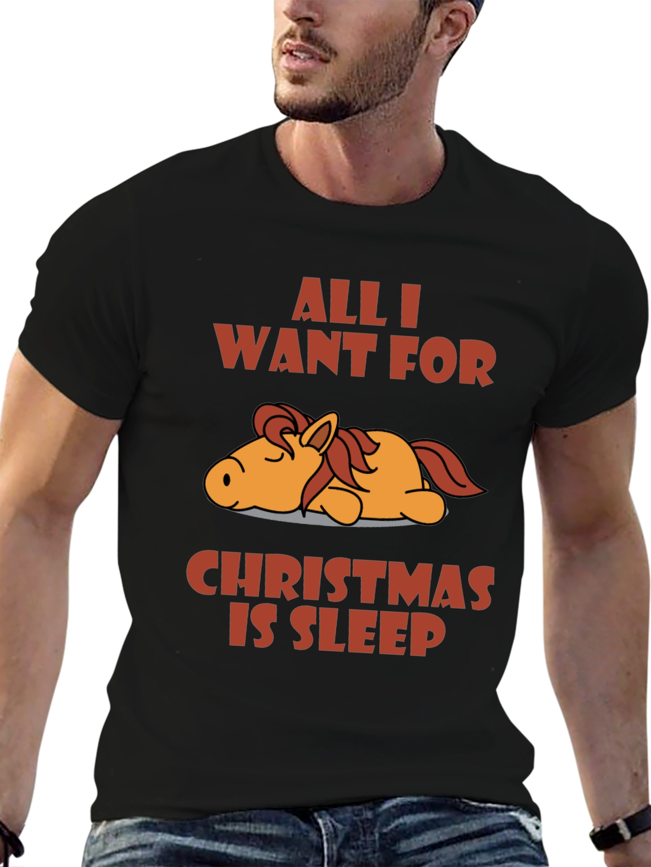 Black Sleepy Horse Christmas T-Shirt view 6