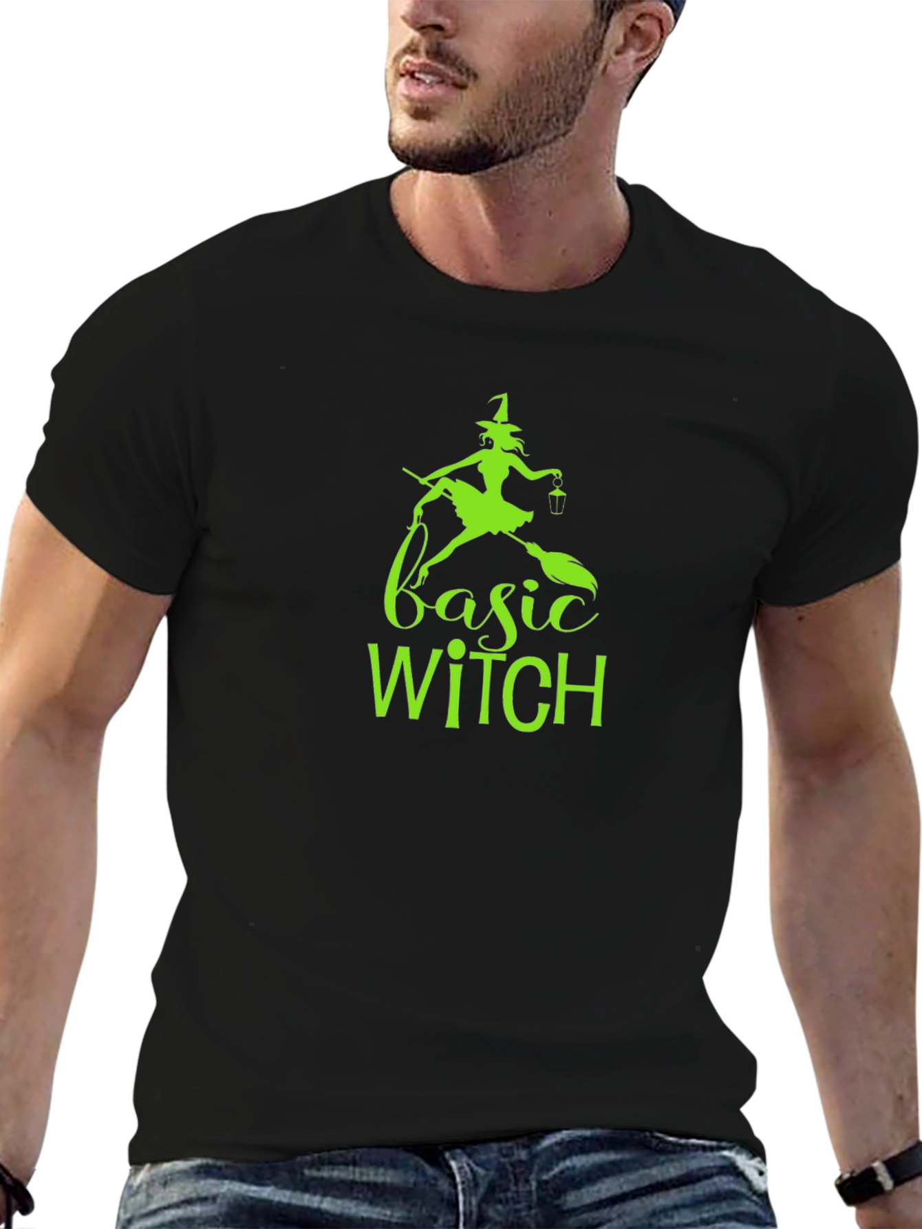 Black Basic Witch Graphic Tee - Halloween Shirt view 6