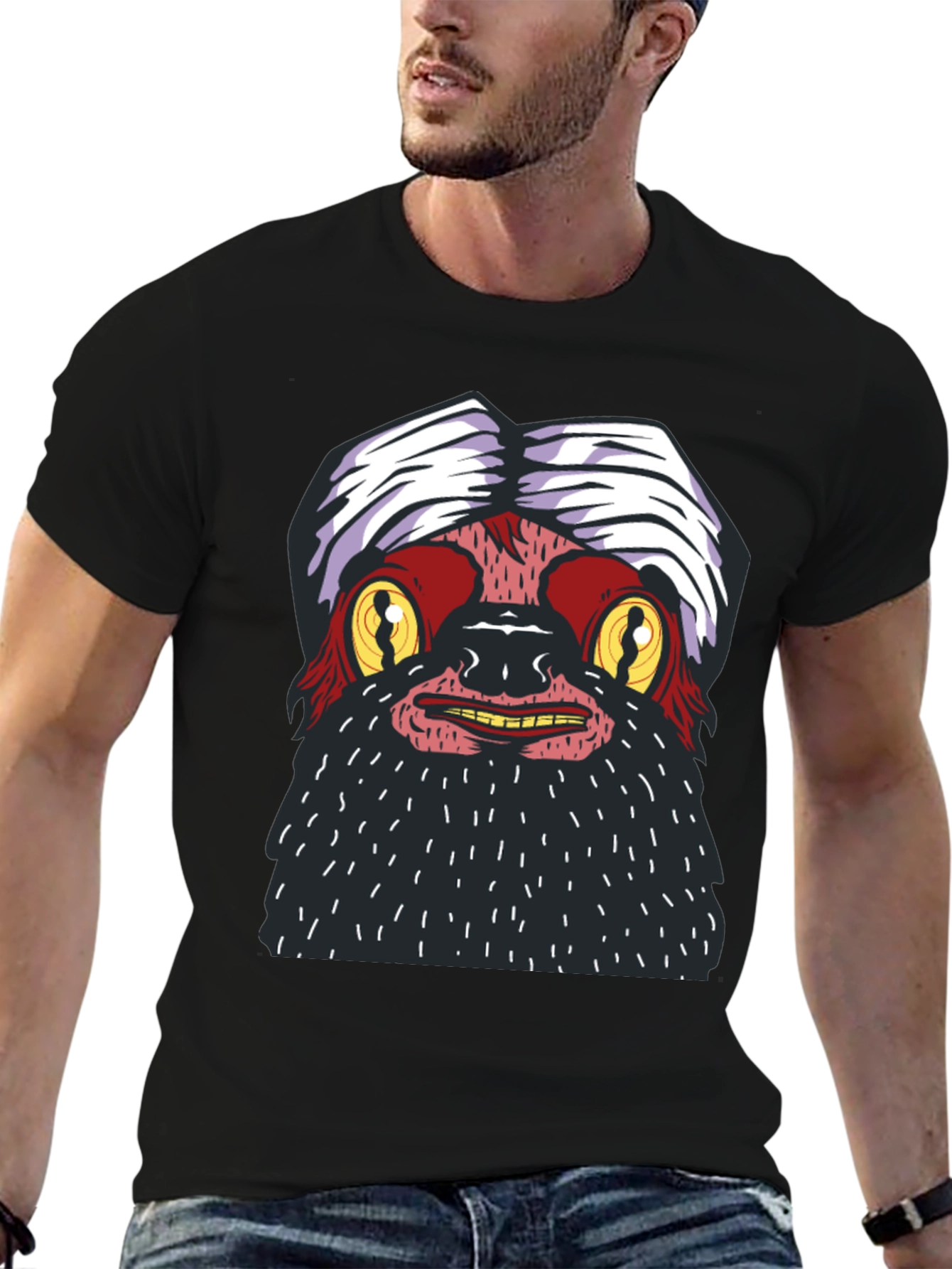 Black Grotesque Cartoon T-Shirt view 6
