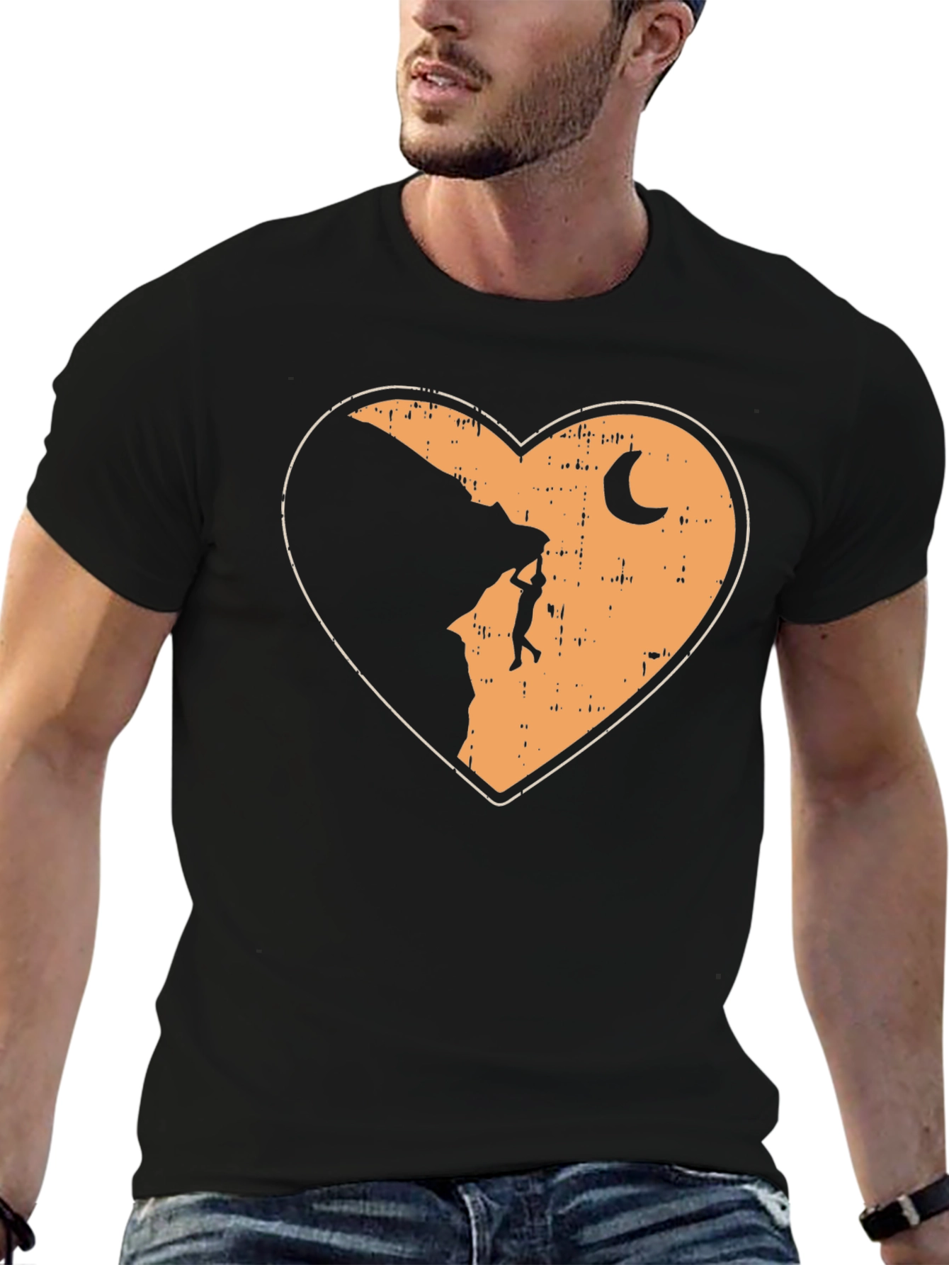 Black Climbing Heart Graphic T-Shirt - Adventure Tee view 6