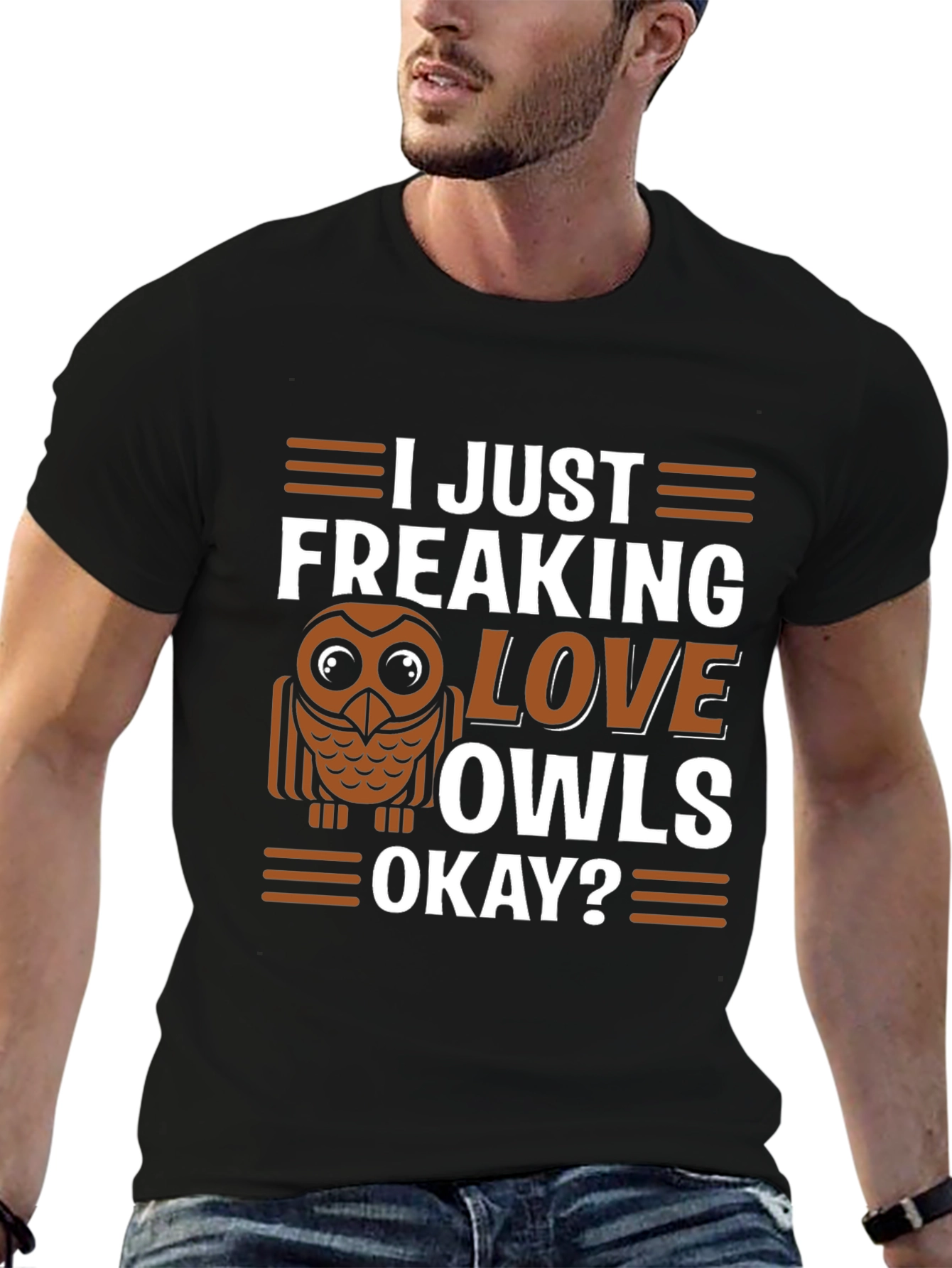 Black I Just Freaking Love Owls T-Shirt view 6