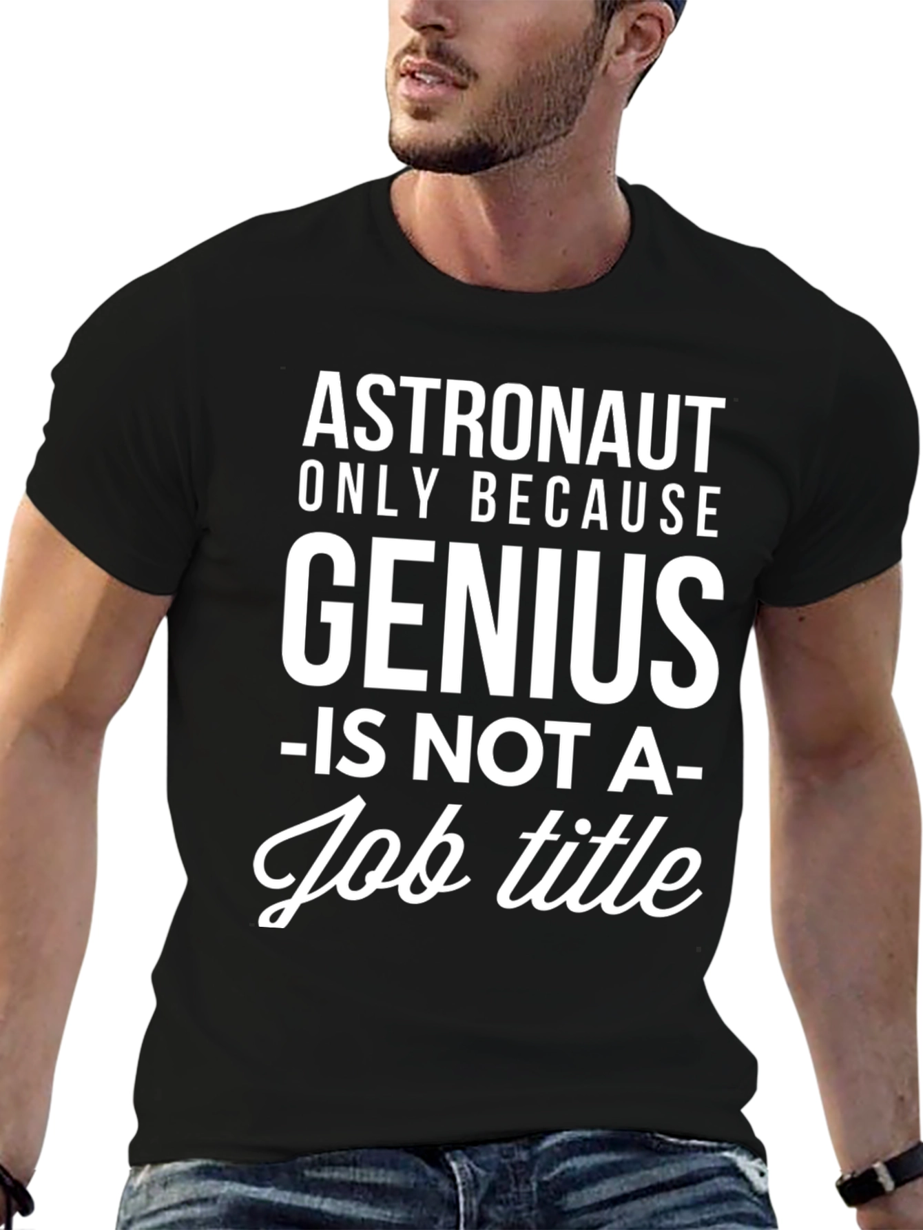 Black Astronaut Genius Black Graphic T-Shirt view 6