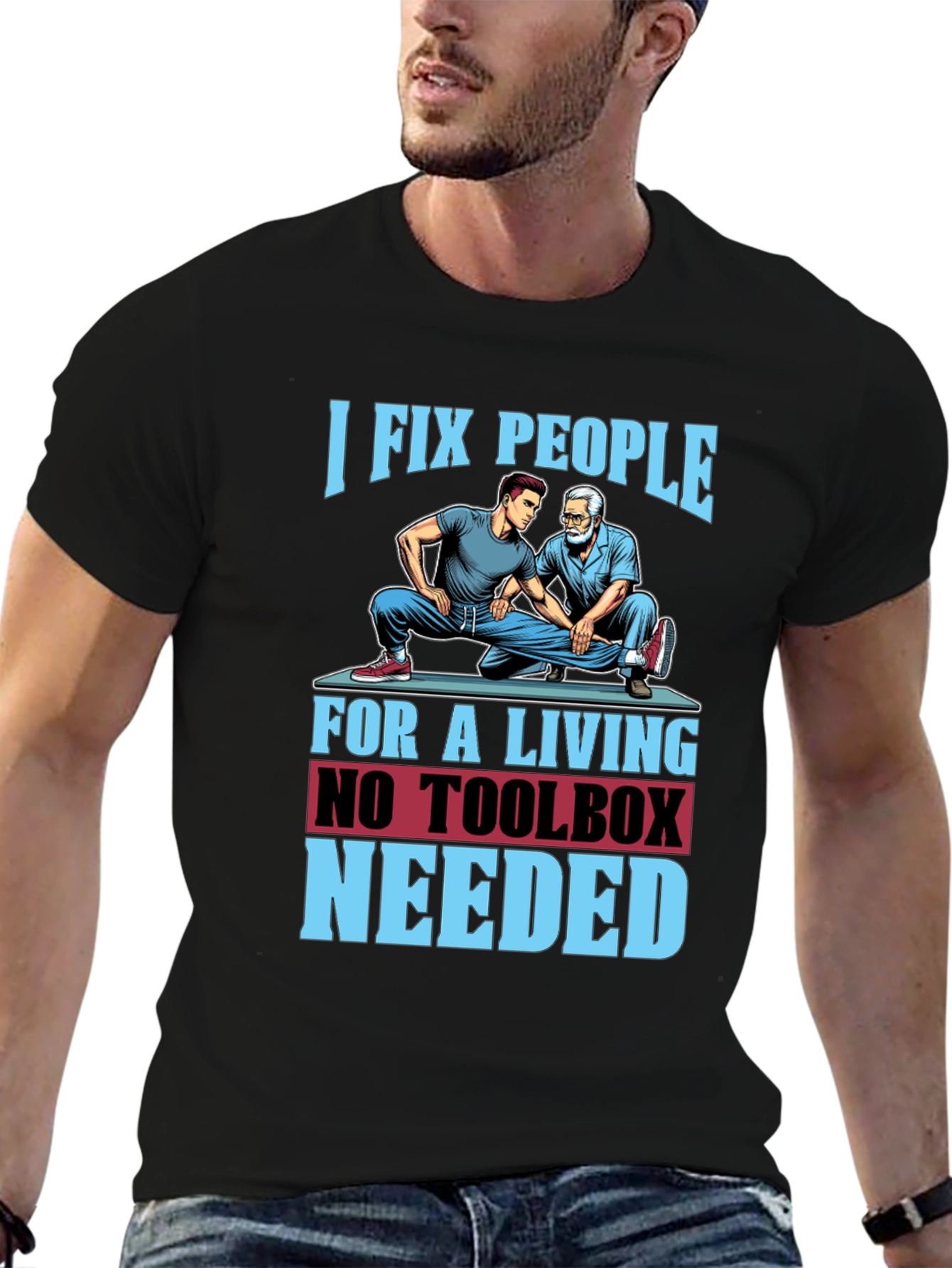 Black I Fix People Funny Chiropractic T-Shirt view 6