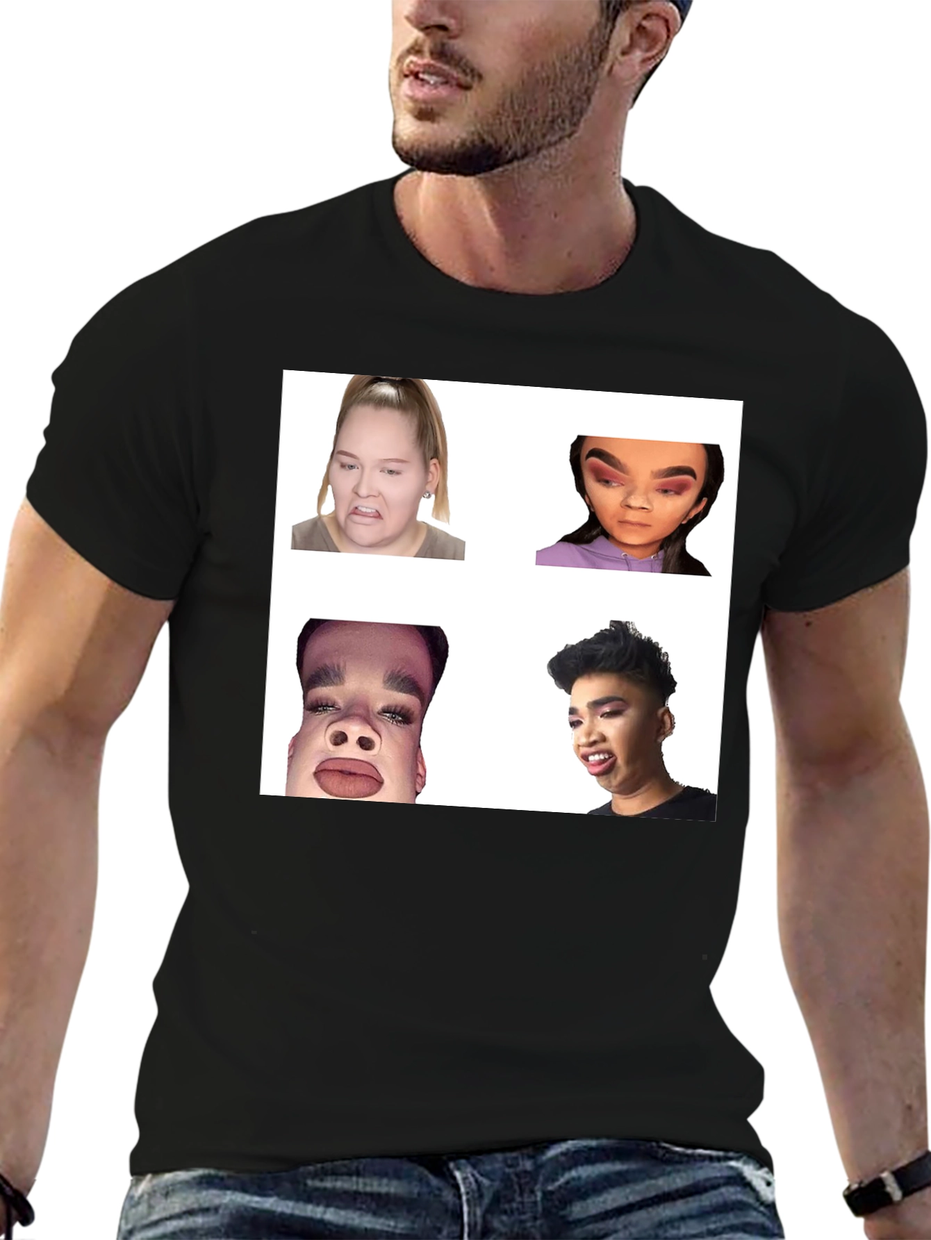 Black Meme Faces Graphic Tee - Funny Unisex T-Shirt view 6