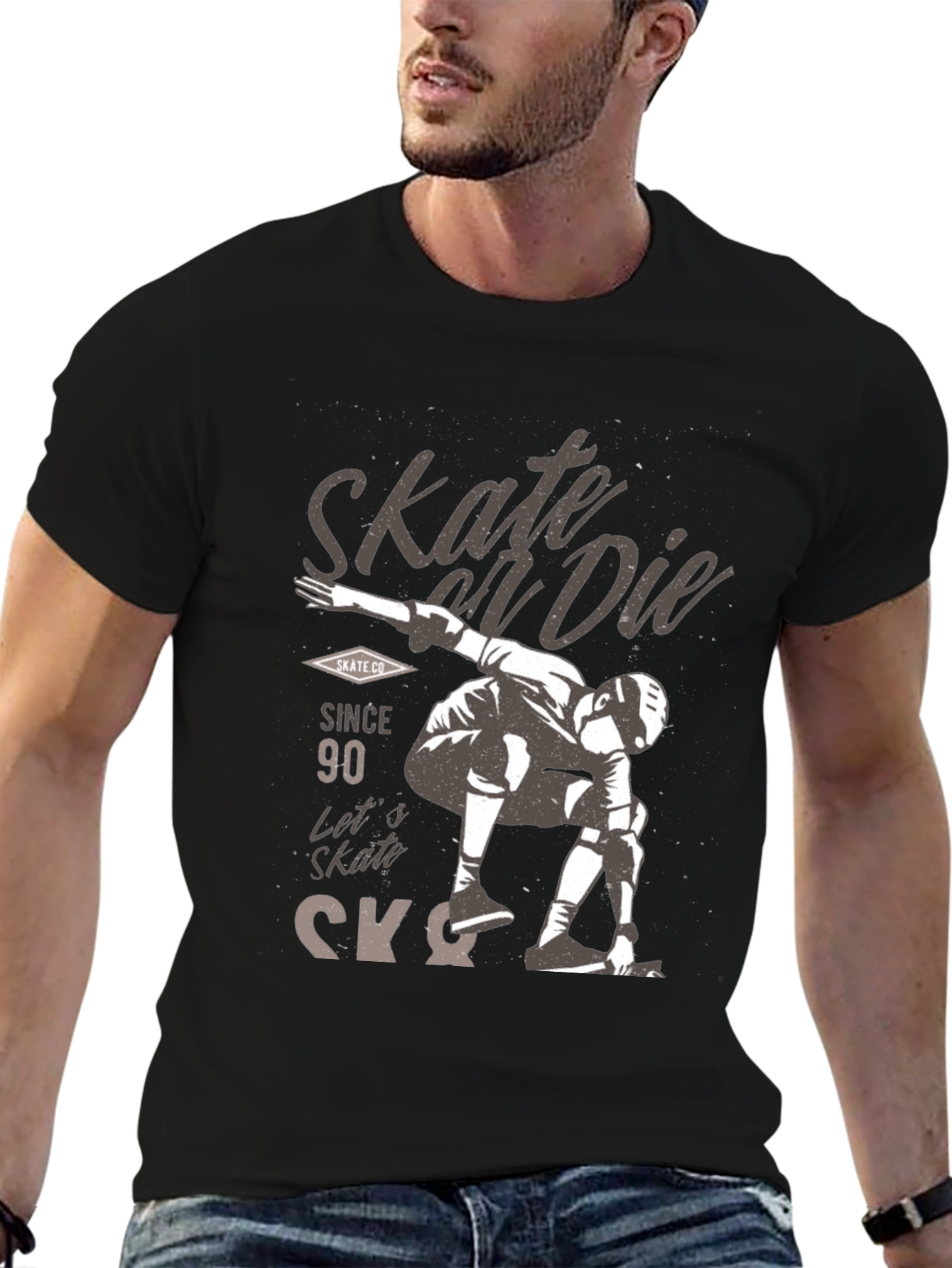Black Skate or Die Graphic Tee - Skateboarding T-Shirt view 6
