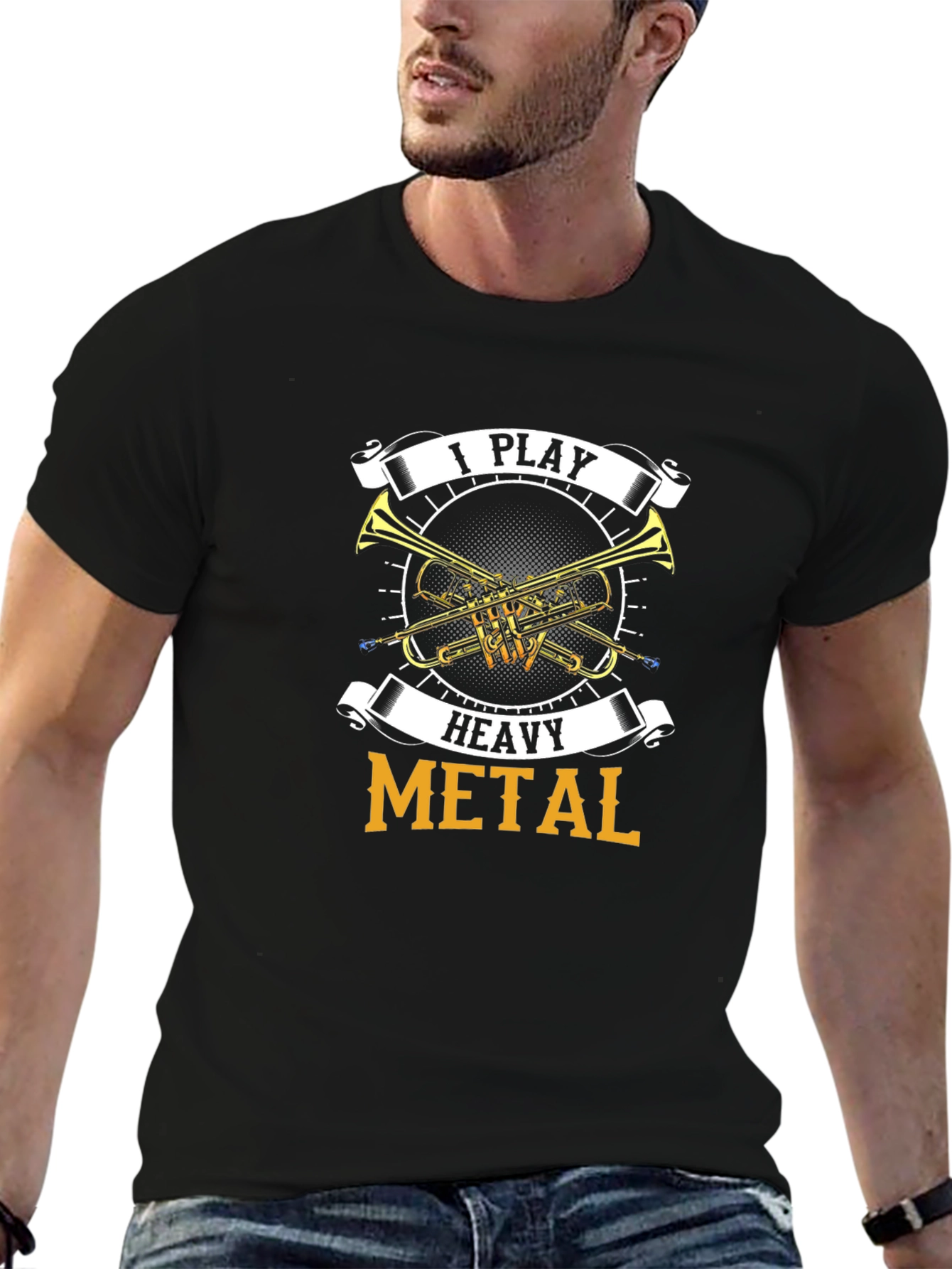 Black I Play Heavy Metal T-Shirt - Musician Gift view 6