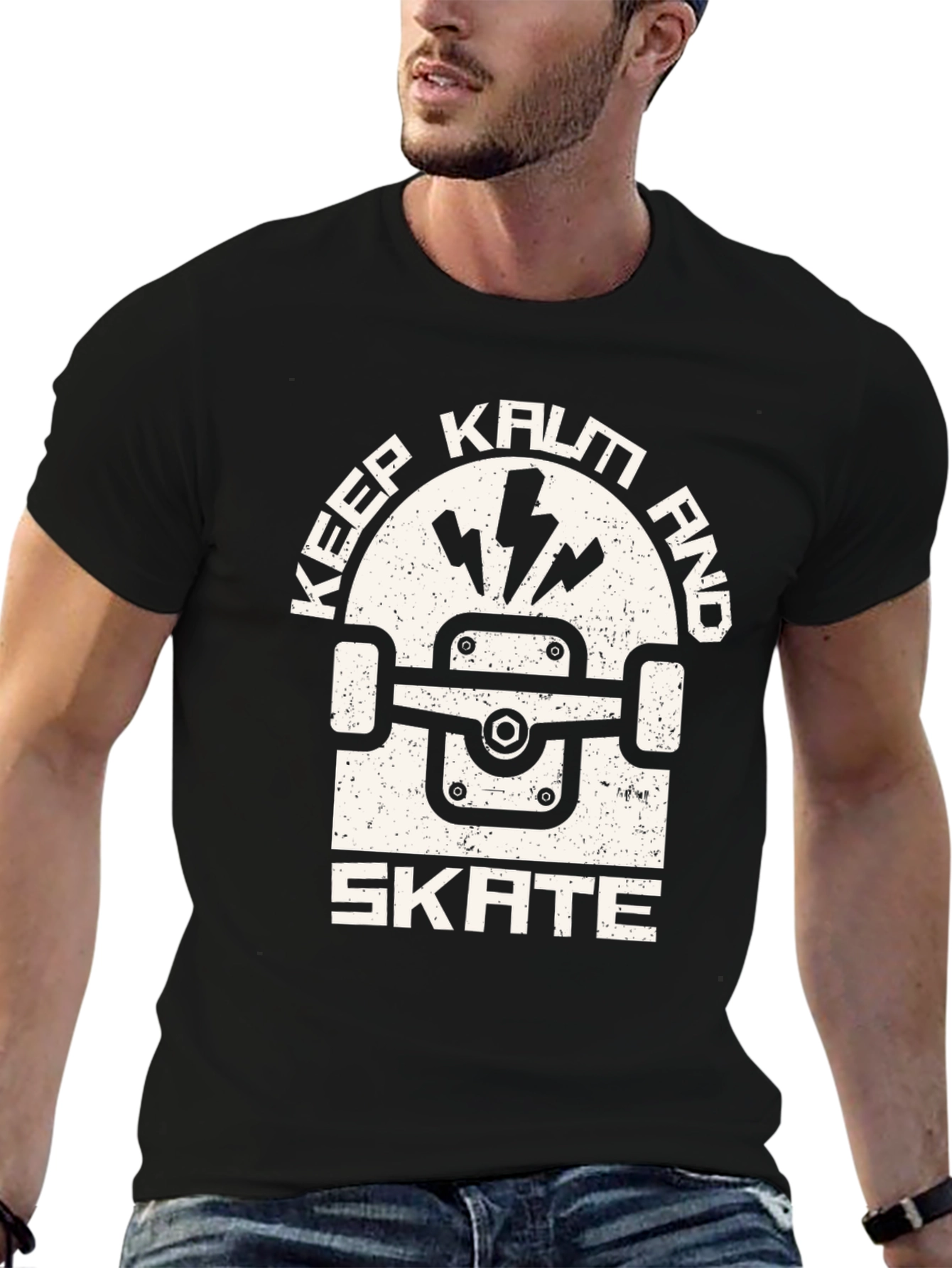 Black Keep Kalm and Skate Black T-Shirt view 6