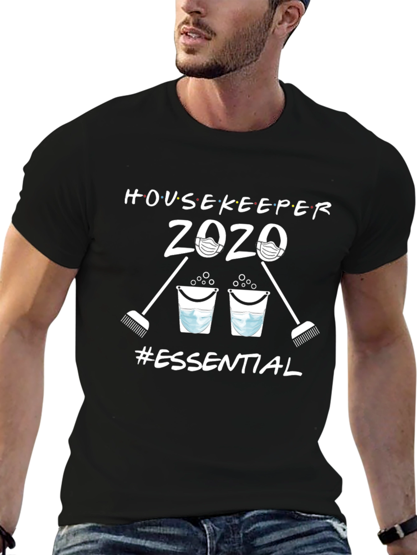 Black Essential Housekeeper 2020 Black T-Shirt view 6