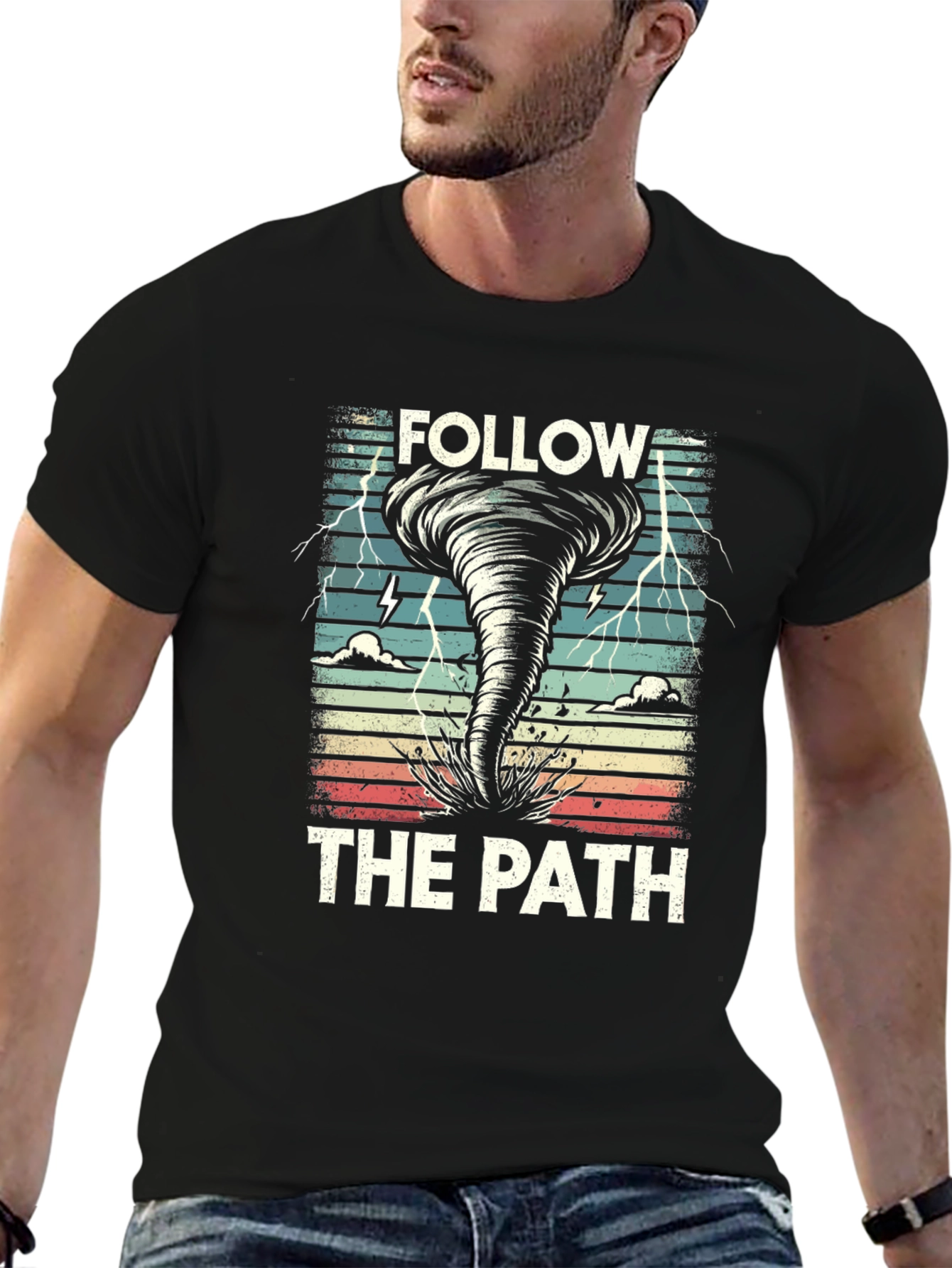 Black Follow the Path Tornado Graphic T-Shirt view 6