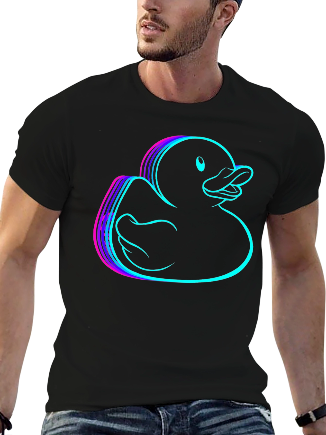 Black Neon Rubber Duck Graphic Tee - Black view 6