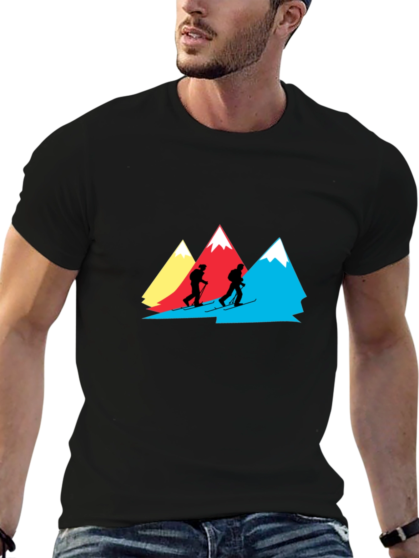 Black Mountain Skiers Graphic Tee - Black Cotton Shirt view 6