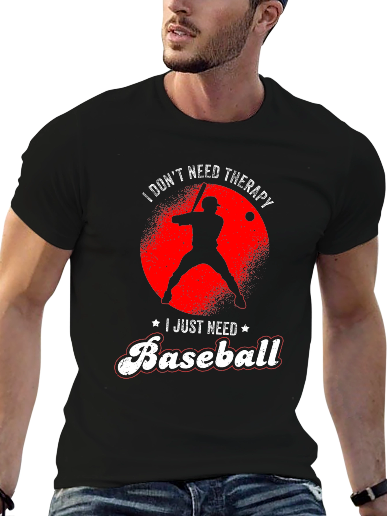 Black I Don't Need Therapy, Baseball T-Shirt view 6