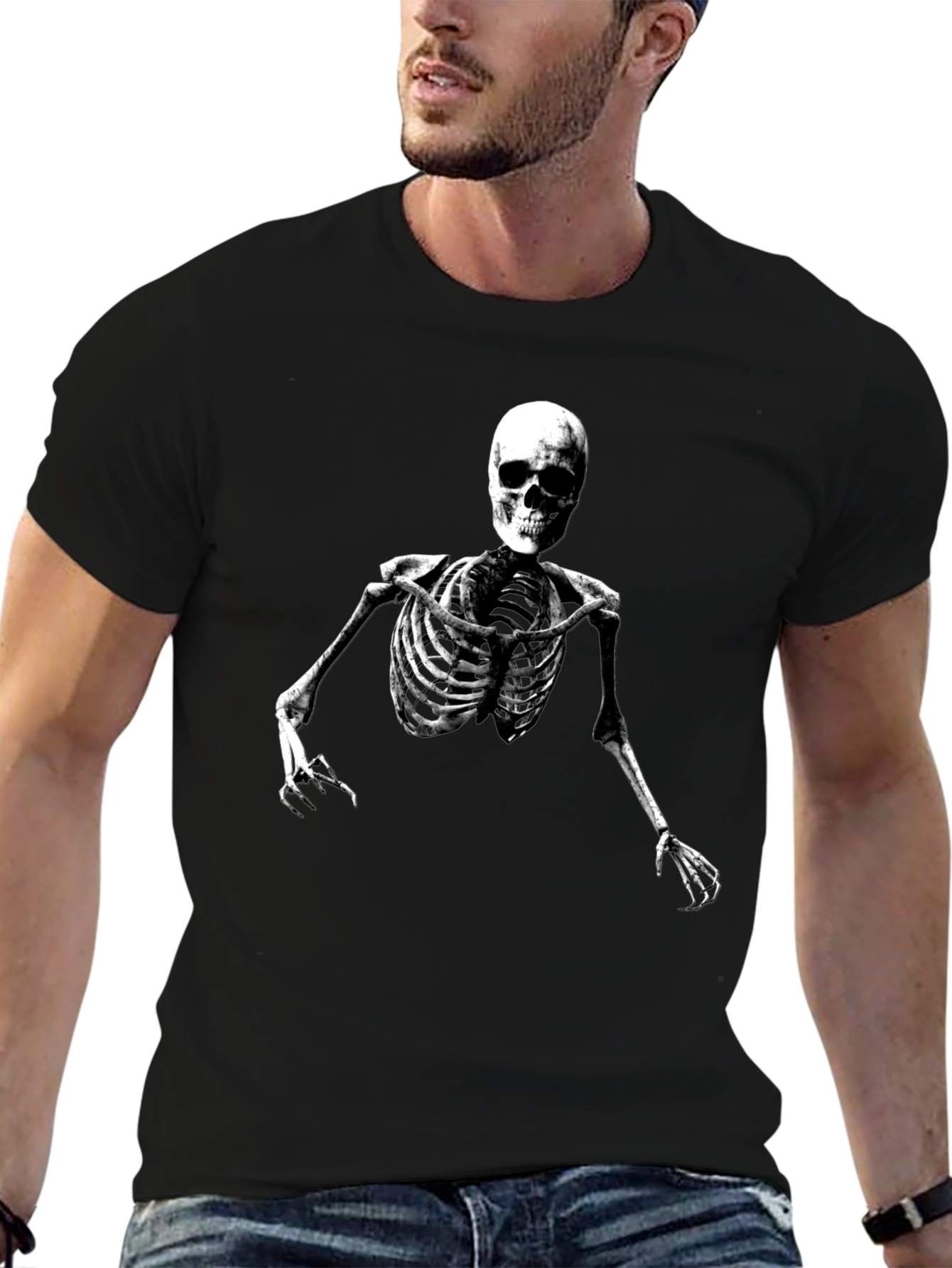 Black Skeleton Graphic Tee - Men's Black T-Shirt view 6