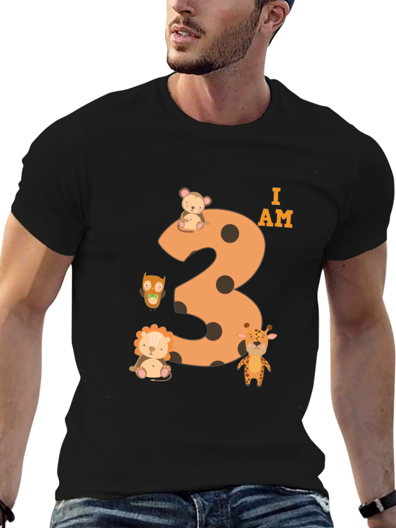 Black I am 3rd Birthday T-Shirt for Kids view 6