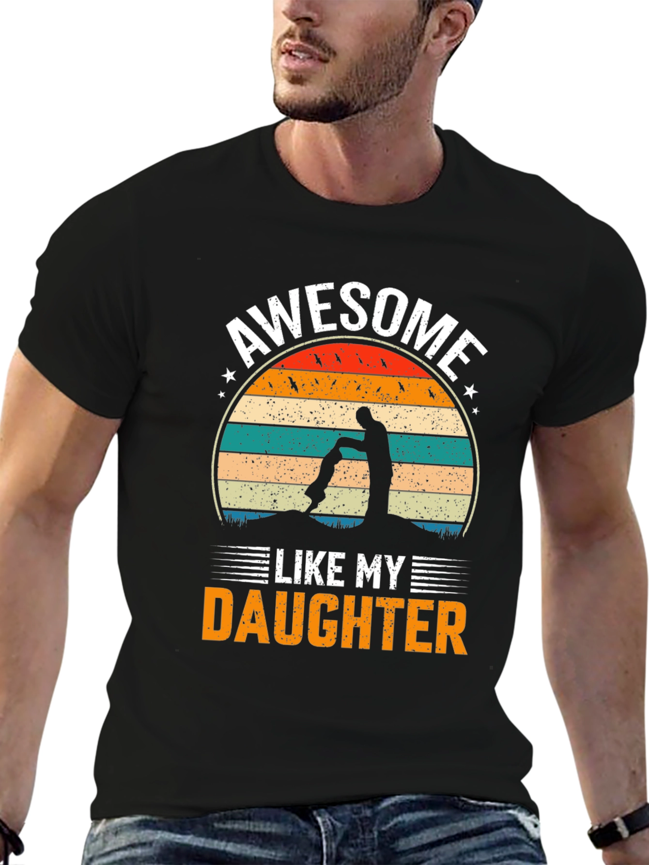 Black Awesome Like My Daughter Graphic T-Shirt view 6