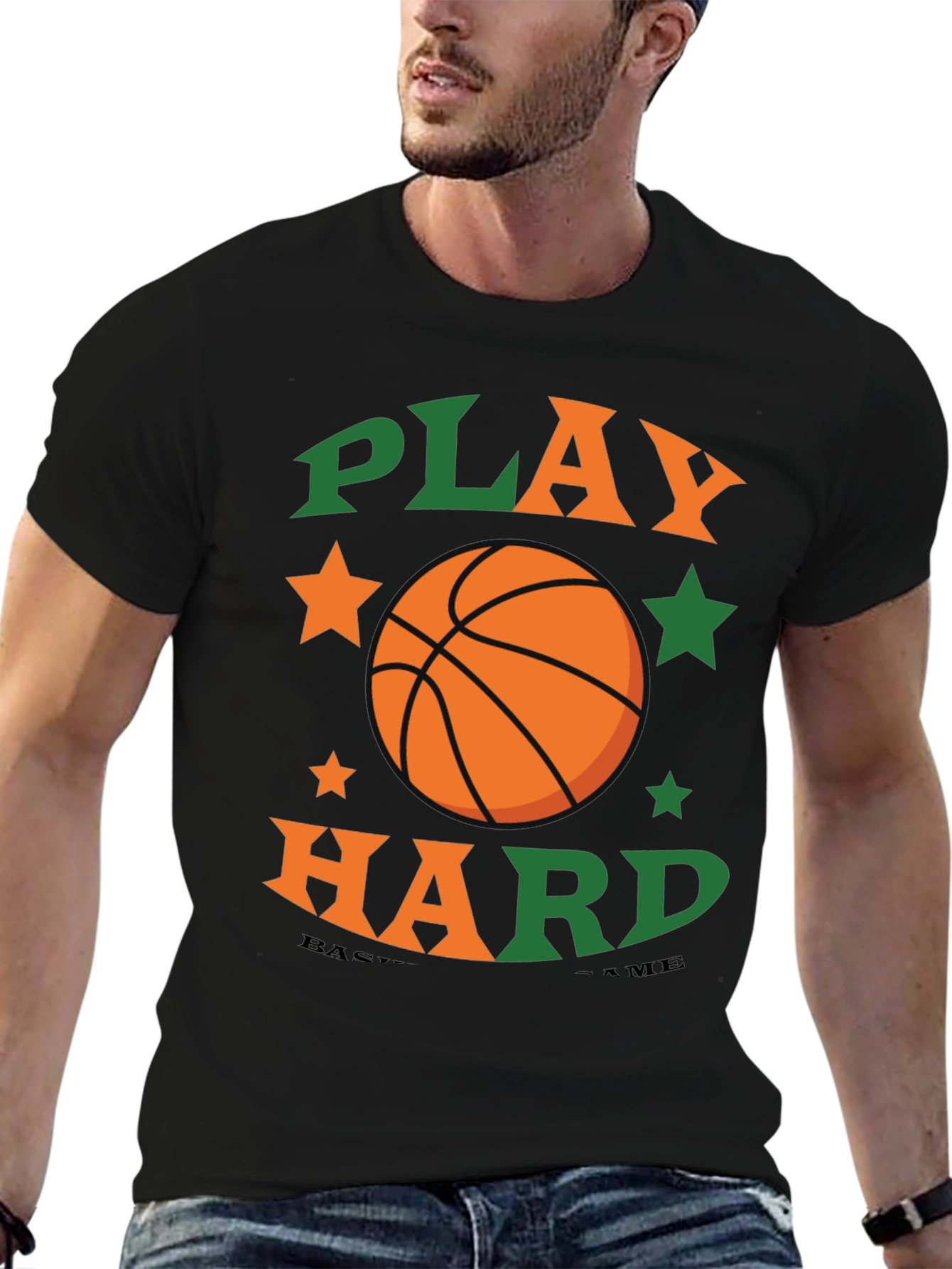 Black Play Hard Basketball Graphic Tee view 6