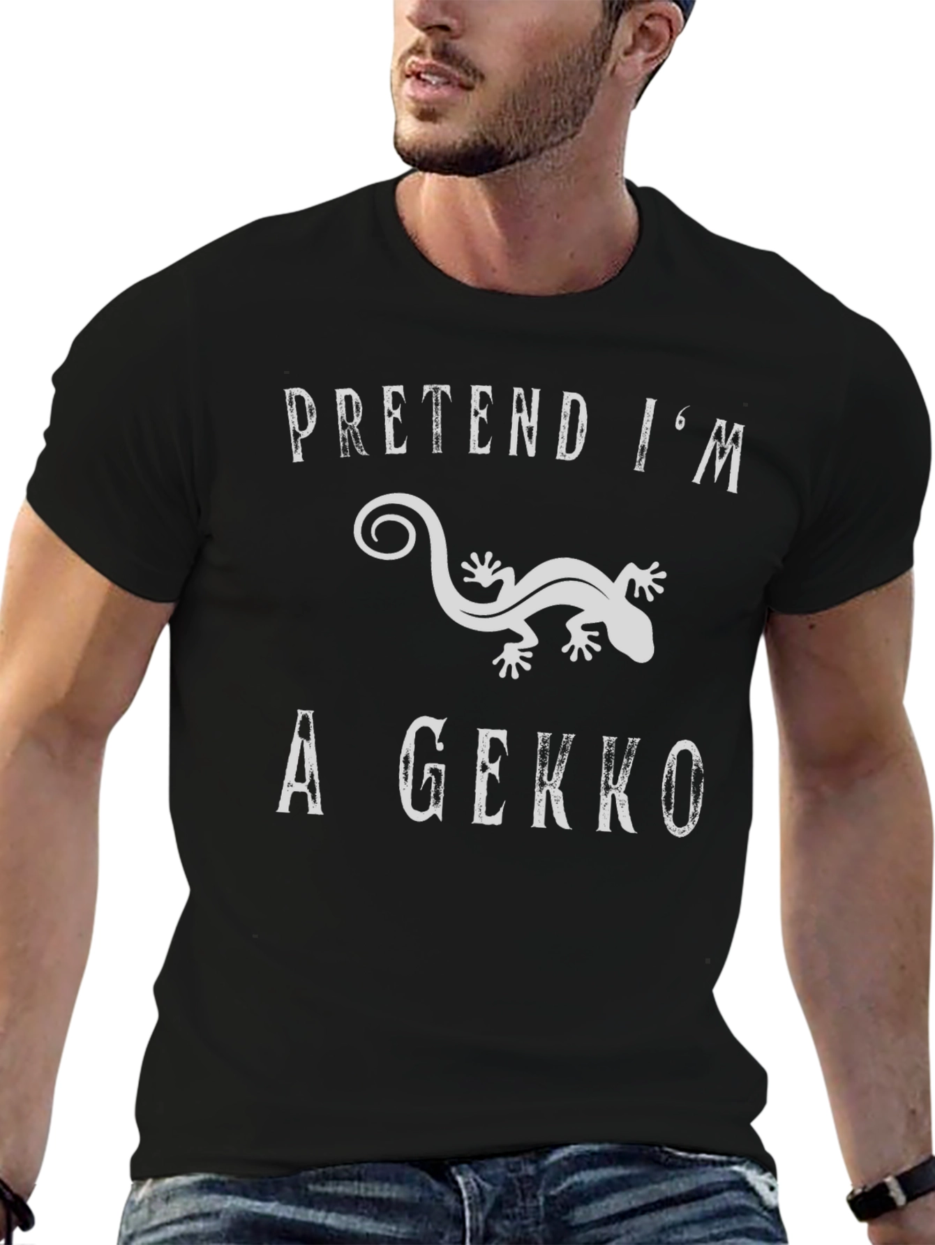 Black Pretend I'm a Gecko Graphic T-Shirt view 6