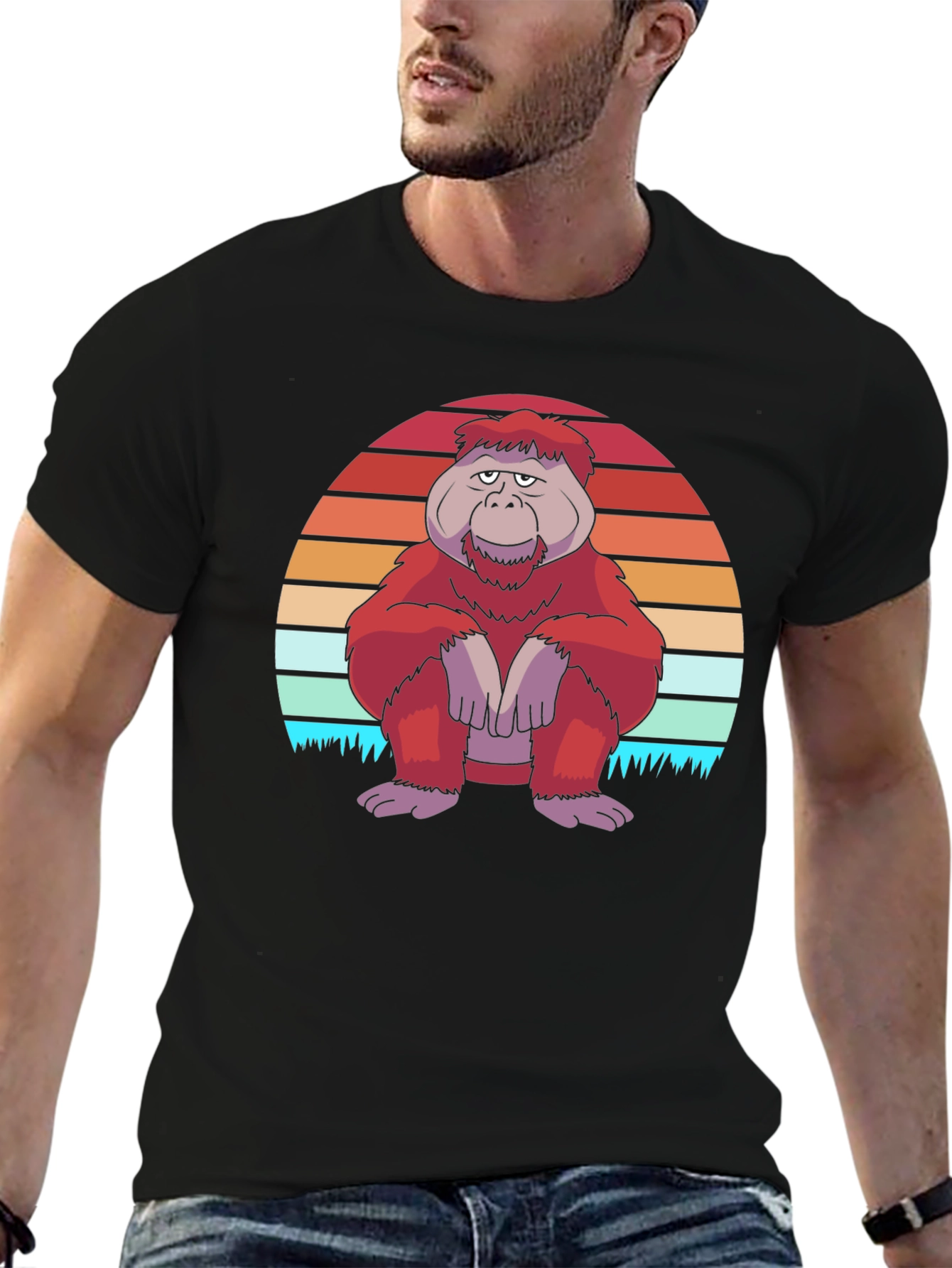Black Retro Orangutan Graphic Tee - Comfort Fit view 6