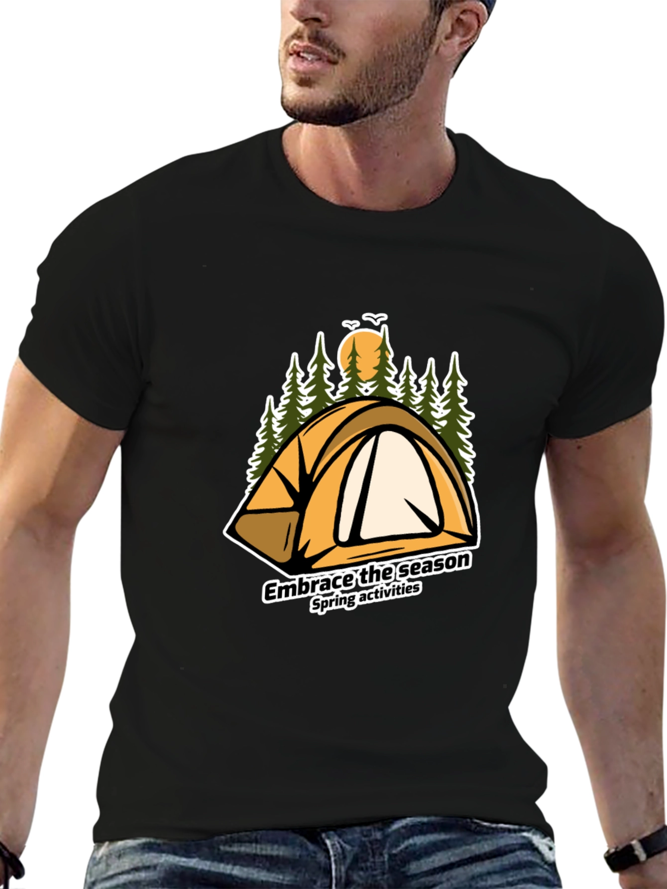 Black Embrace the Season Camping T-Shirt view 6