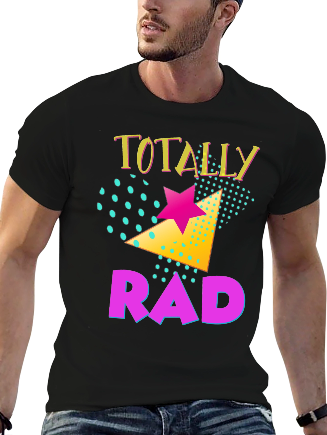 Black Totally Rad Retro Graphic T-Shirt view 6