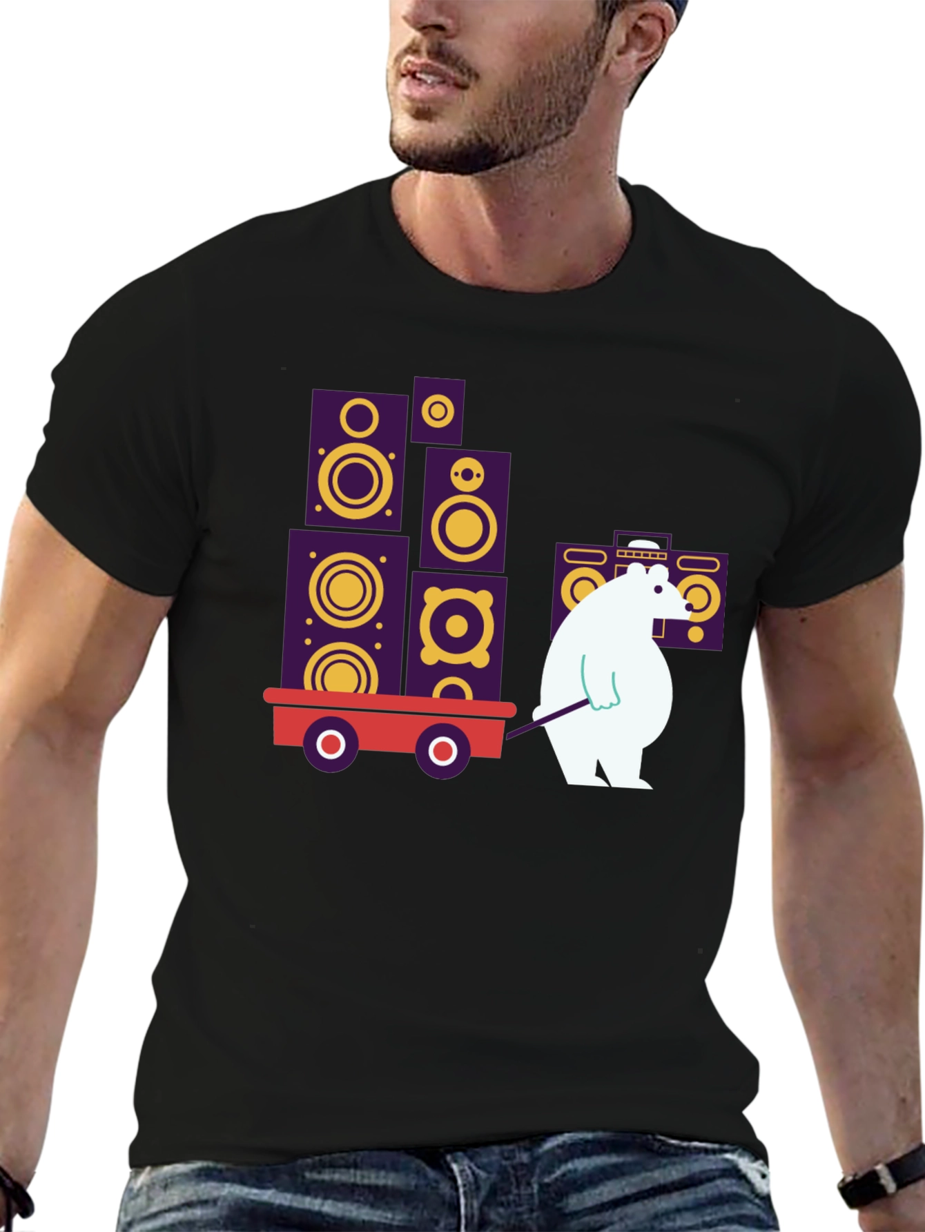 Black Cool Graphic Tee - Bear Hauling Speakers view 6