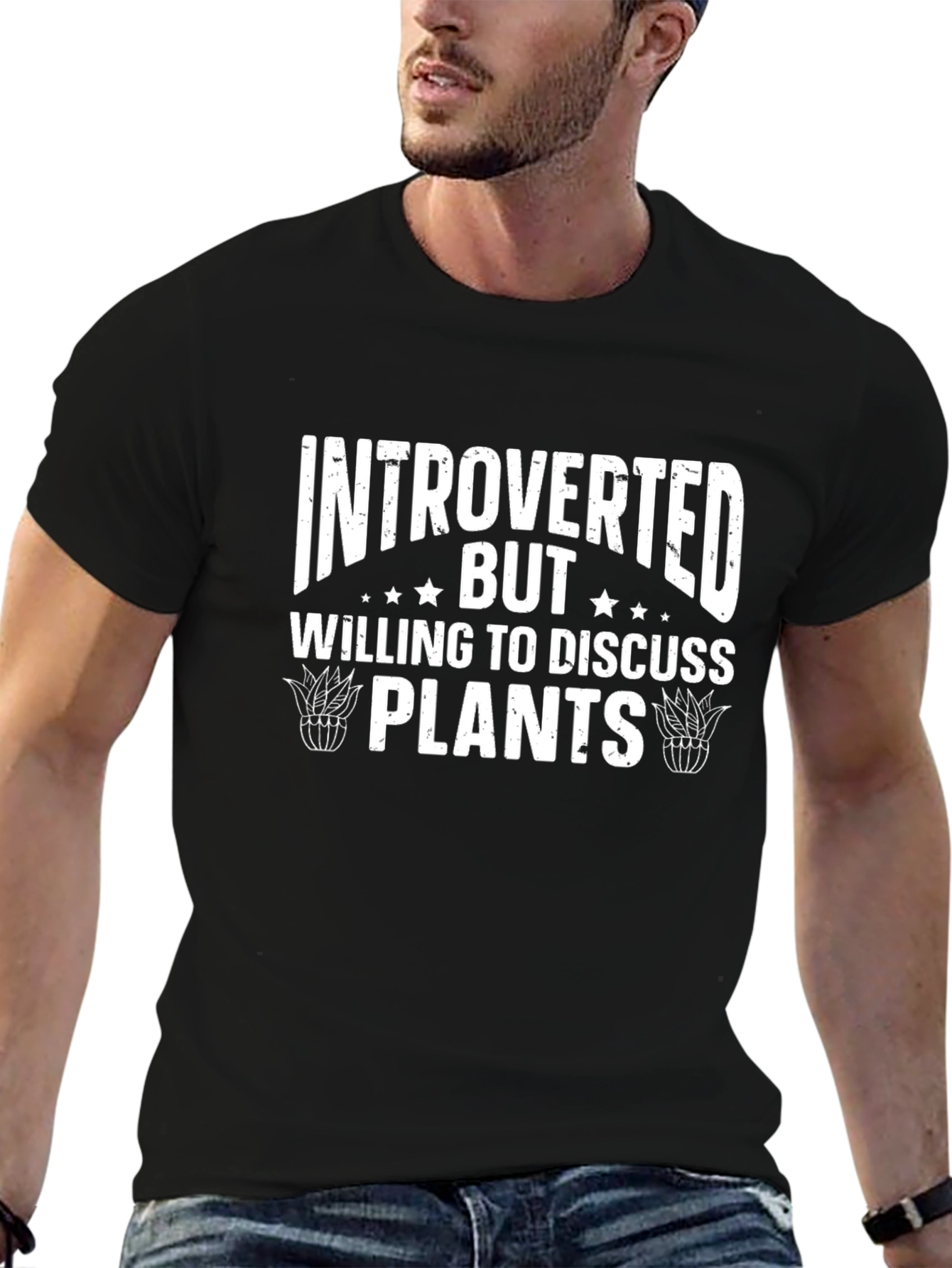 Black Introverted Plant Lover T-Shirt - Funny Gardening Tee view 6