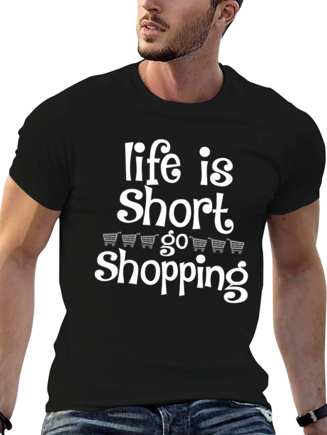Black Life is Short, Go Shopping Graphic Tee view 6