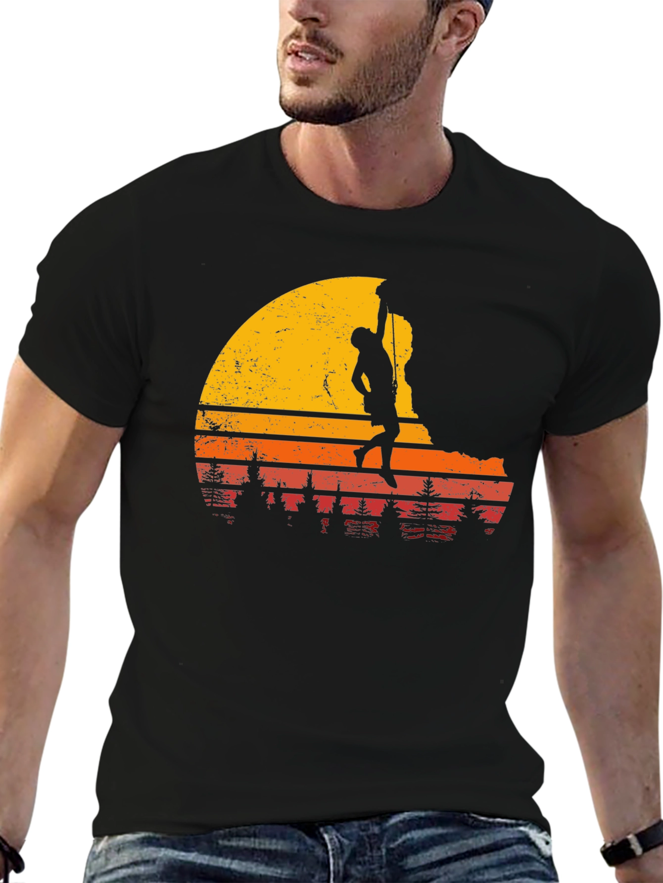 Black Retro Climbing T-Shirt - Adventure Awaits! view 6