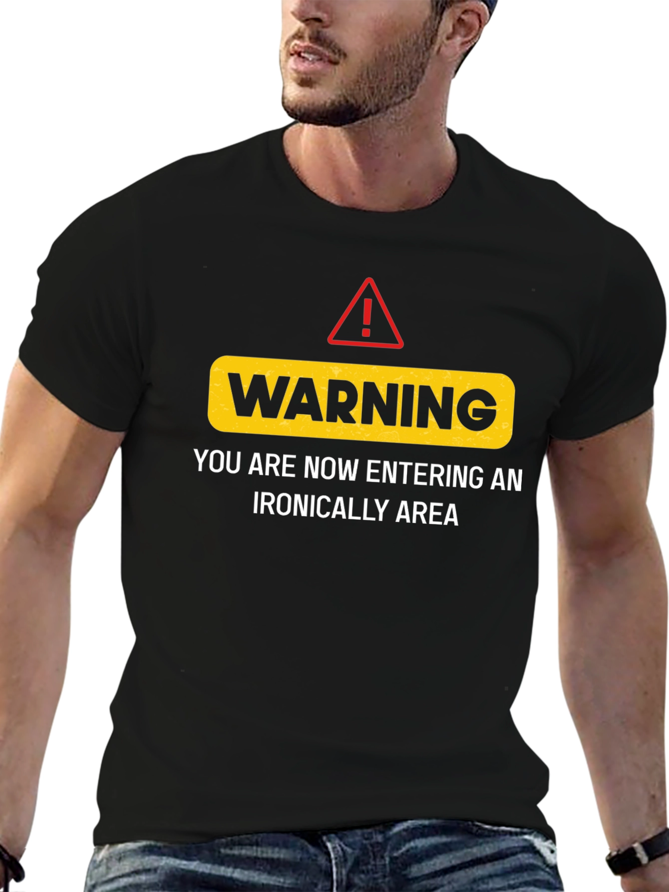 Black Warning Ironic Area Black Humor Graphic Tee view 6