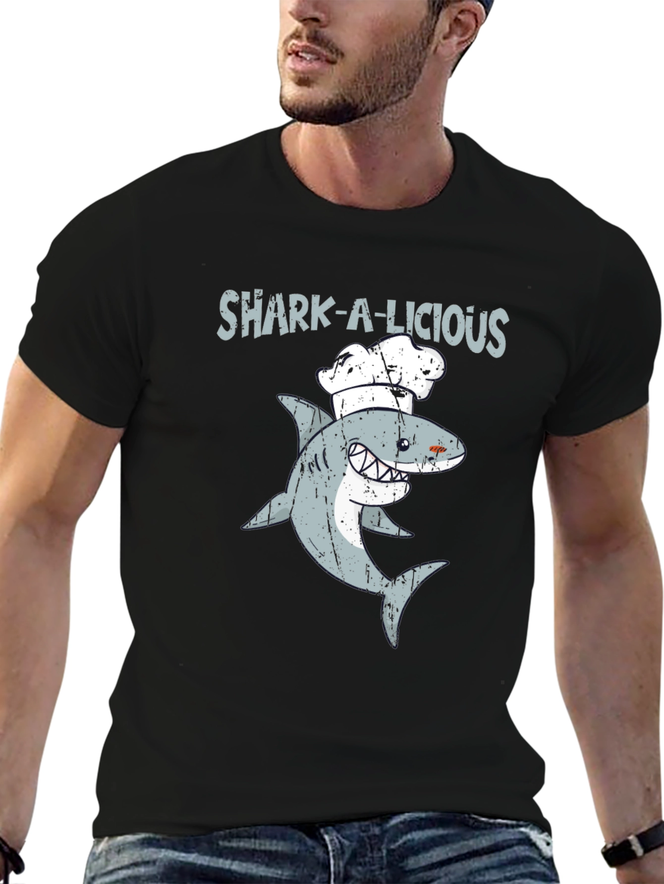 Black Shark-A-Licious Chef Graphic T-Shirt view 6