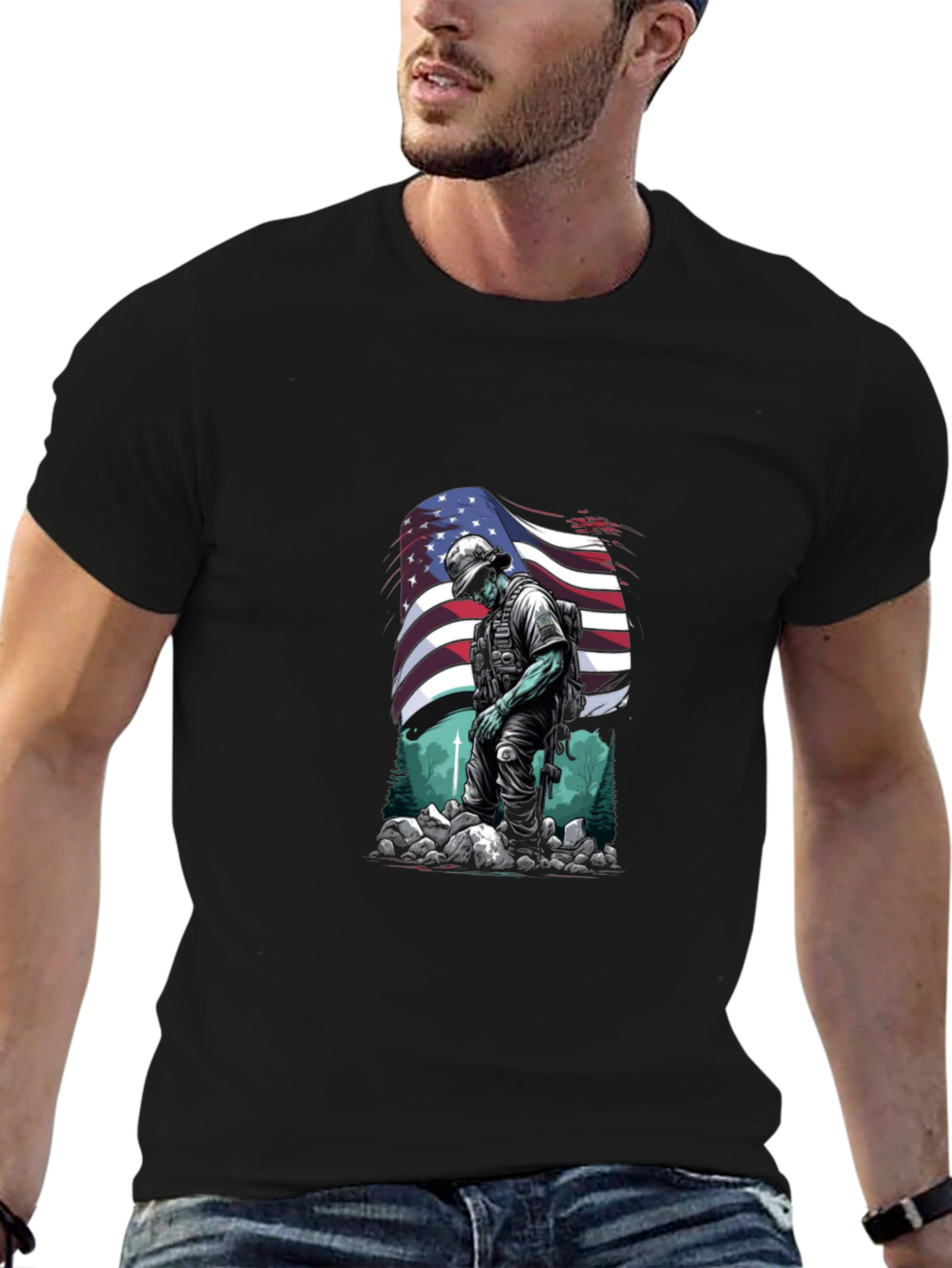 American Soldier Graphic T-Shirt - Patriotic Design - 6