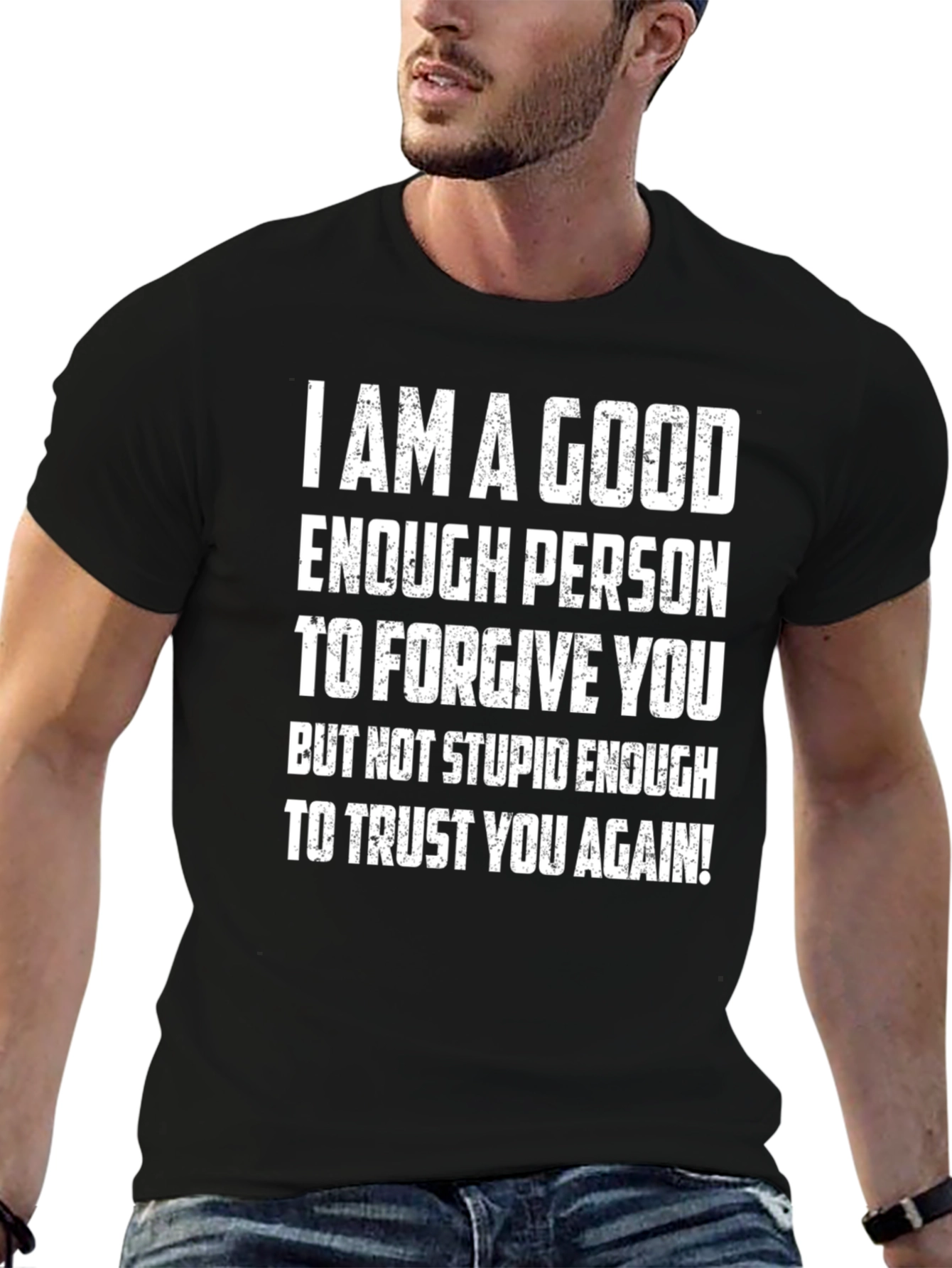 Black Funny Forgive but Not Trust Again Graphic Tee view 6