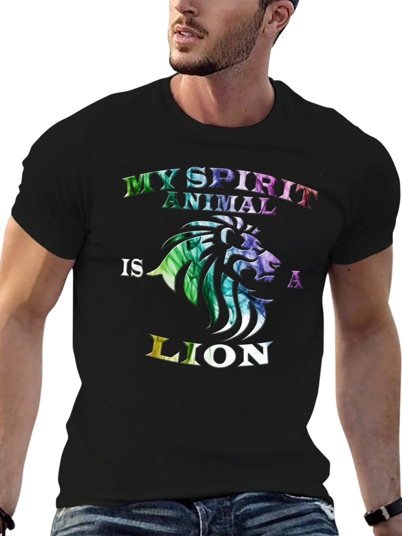 Black My Spirit Animal is a Lion T-Shirt view 6