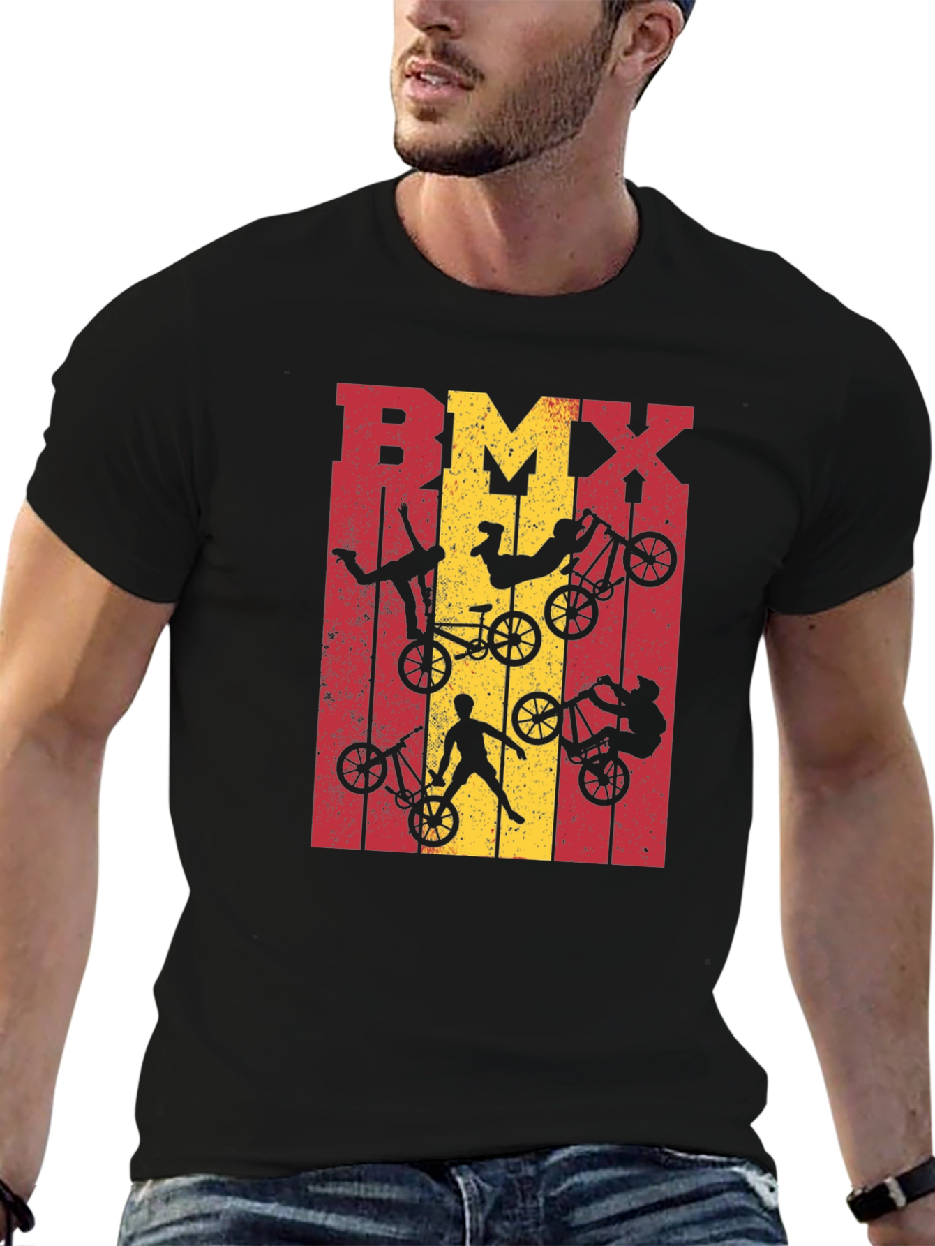 Black BMX Stunt Rider Graphic T-Shirt view 6