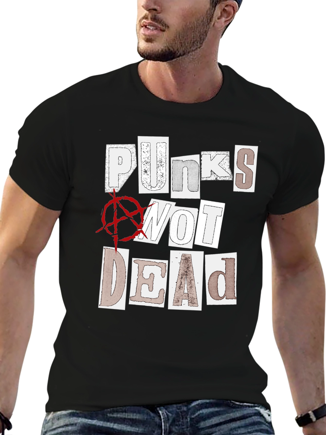 Black Punks Not Dead Graphic T-Shirt - Black view 6