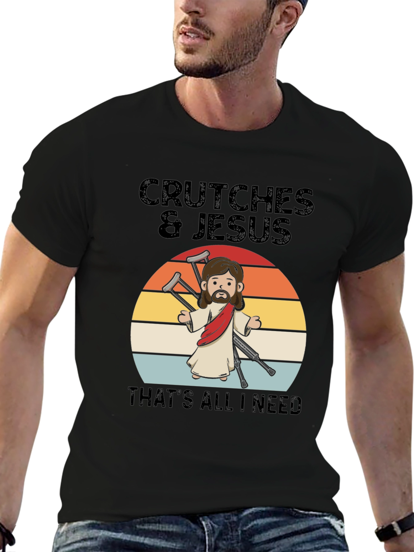 Black Crutches & Jesus Graphic T-Shirt view 6