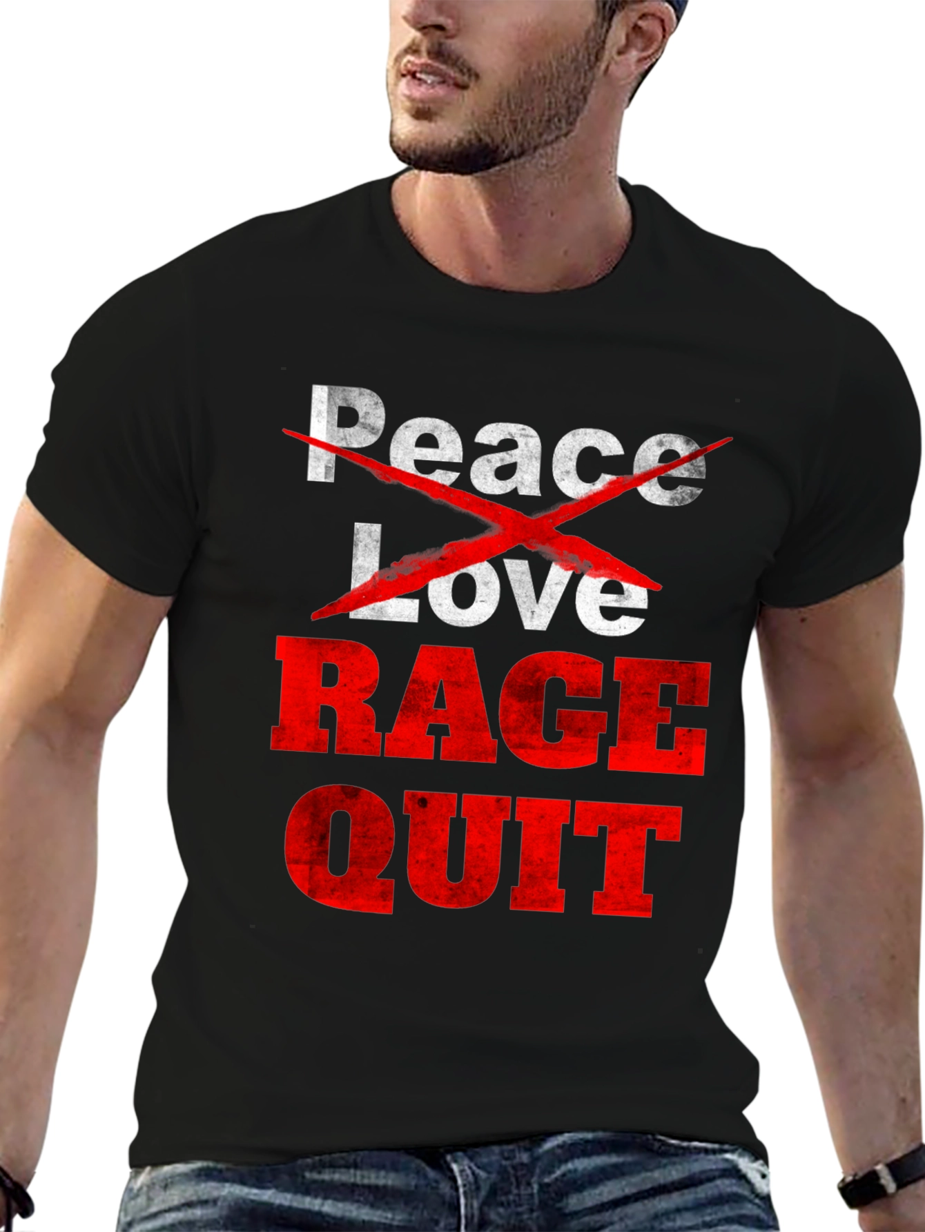 Black Peace Love Rage Quit Graphic Tee view 6