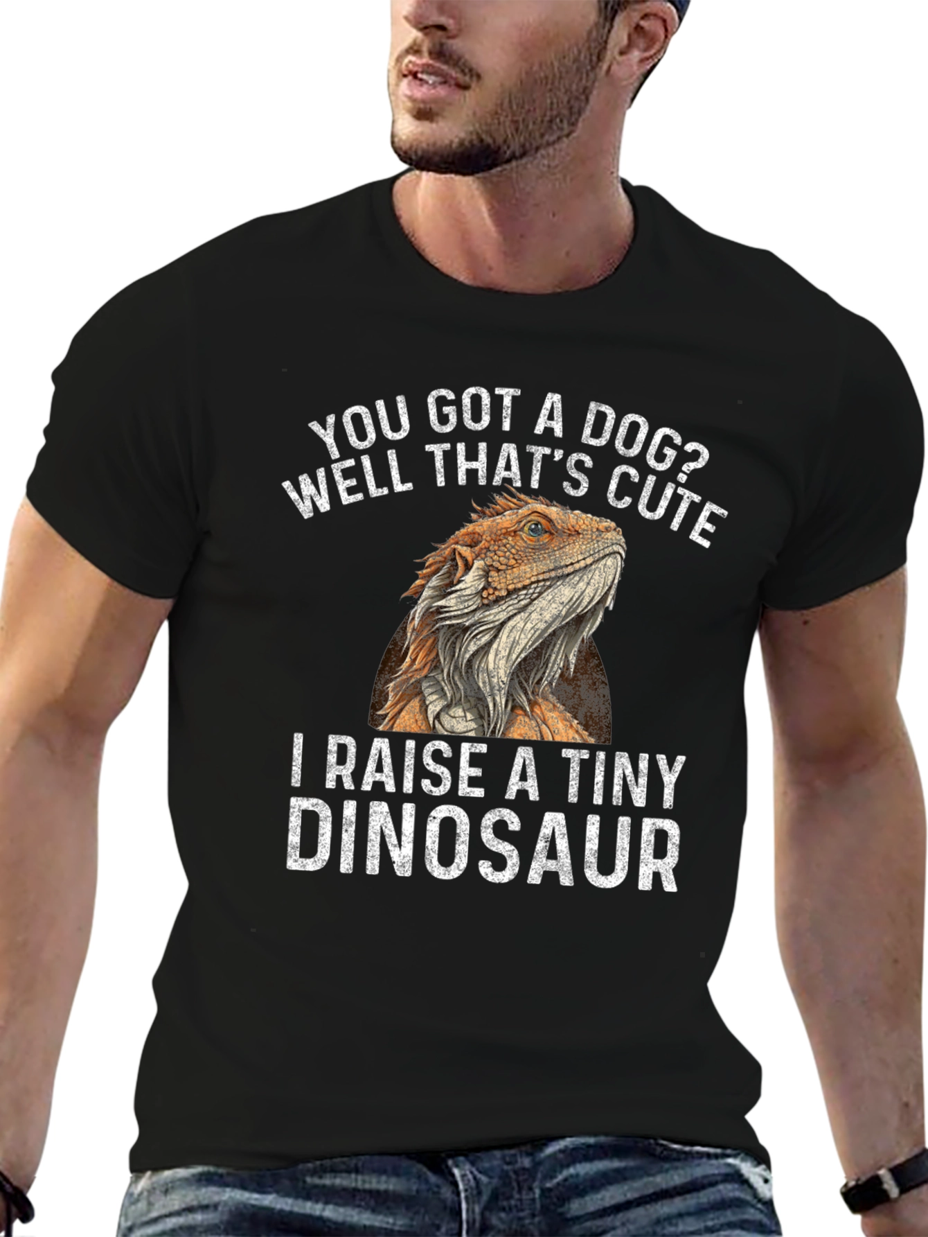 Black You Got a Dog? I Raise a Tiny Dinosaur T-Shirt view 6