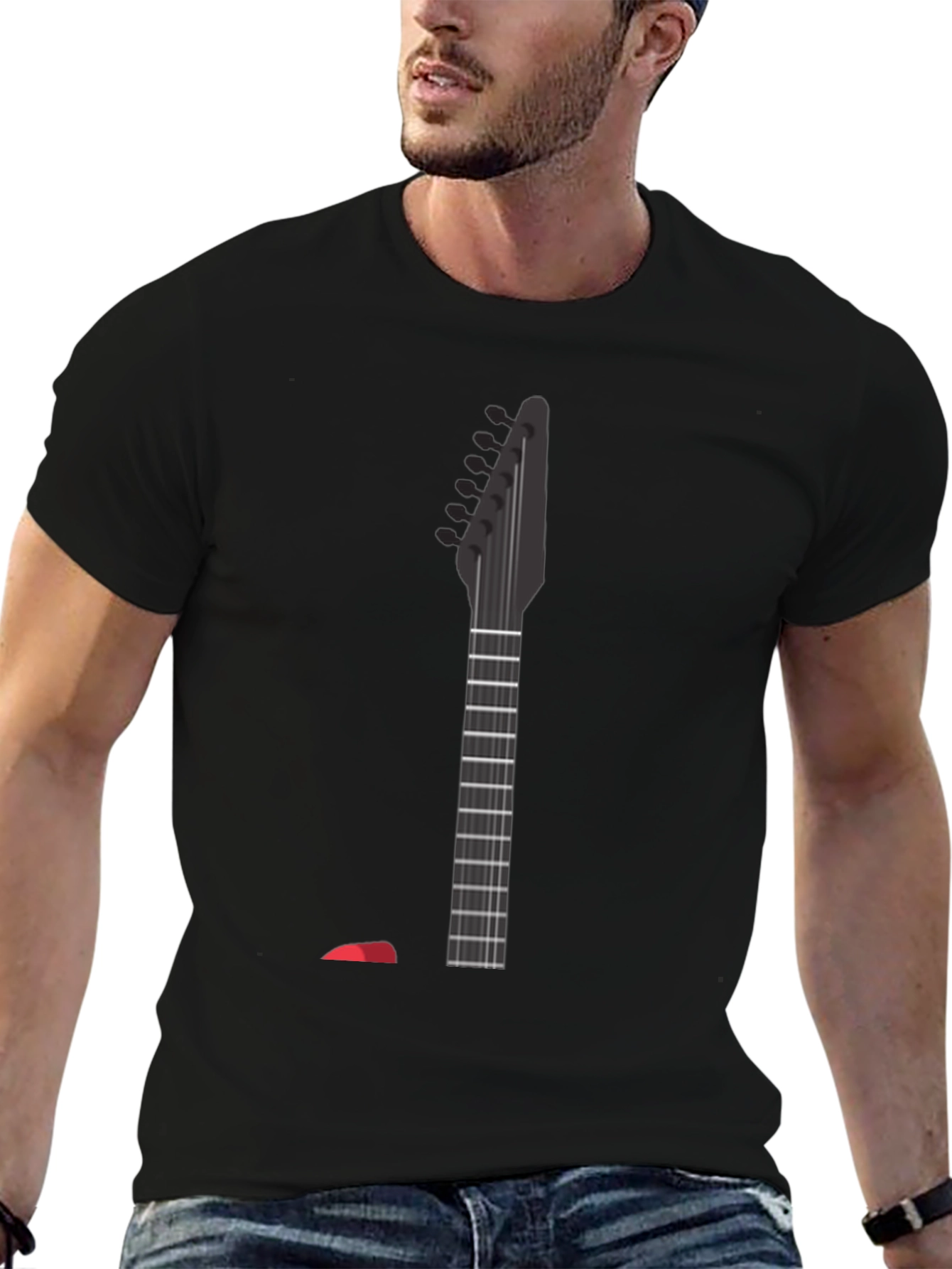 Black Guitar Neck Graphic Tee - Rock On! view 6