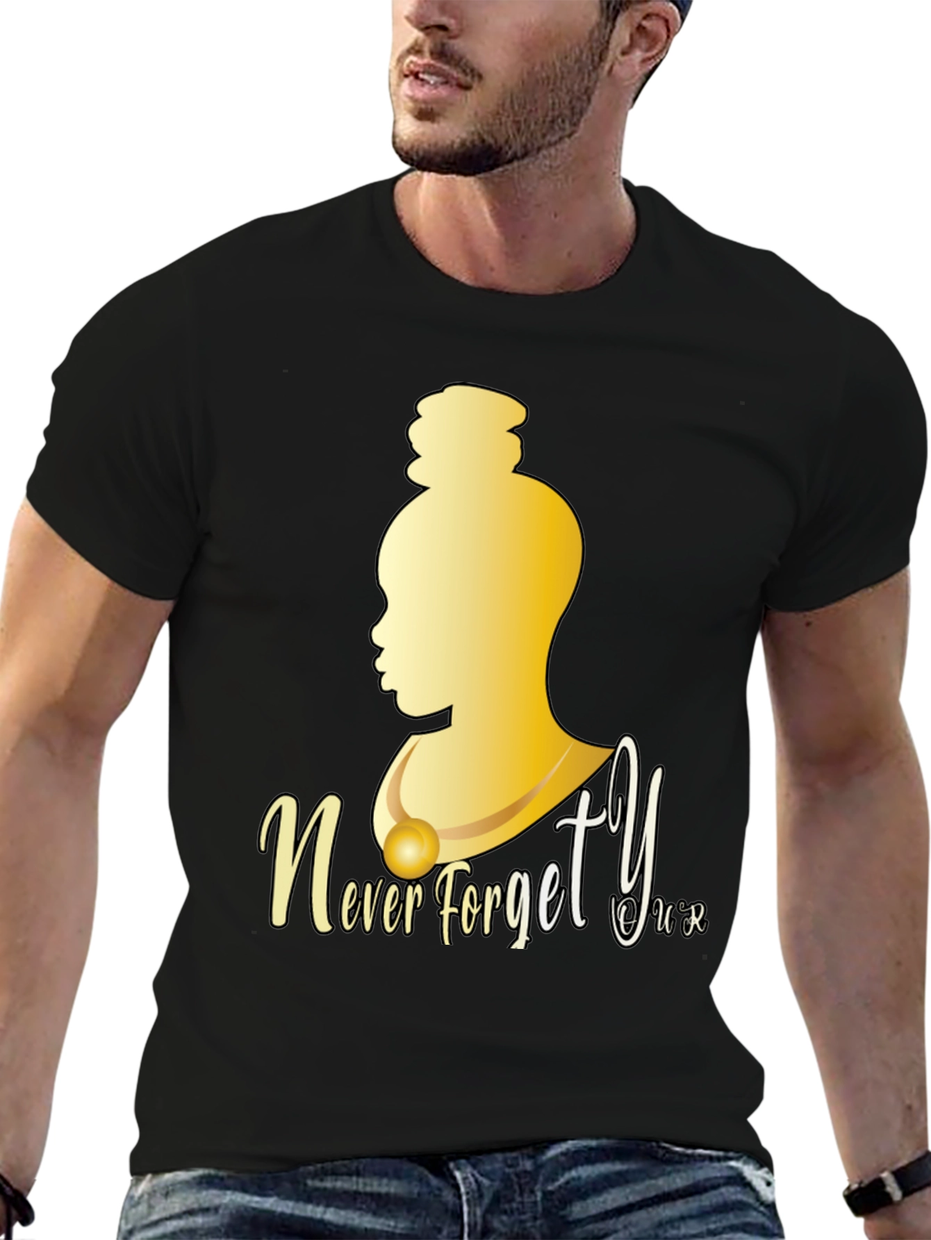 Black Never Forget Your Roots Black T-Shirt view 6