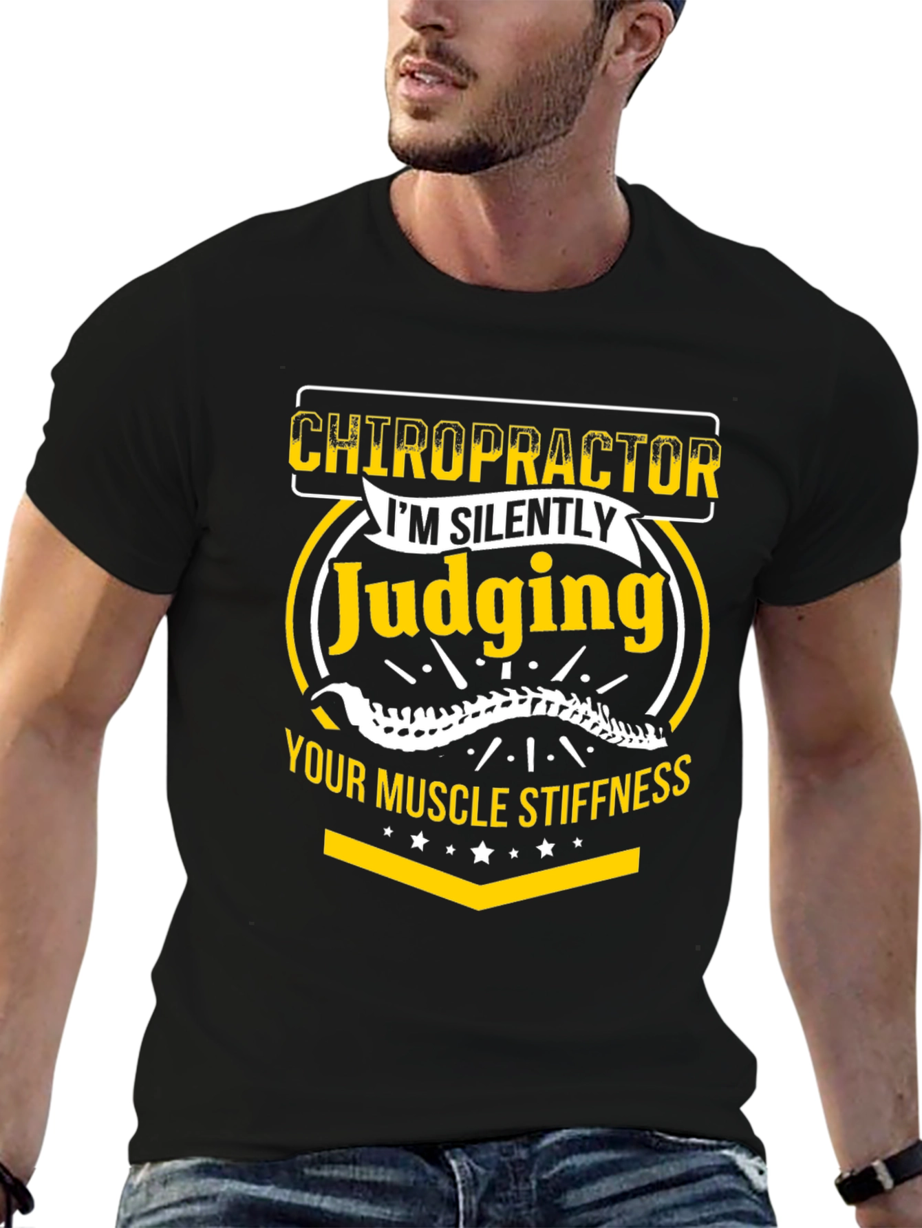 Black Chiropractor Judging Muscle Stiffness Graphic Tee view 6