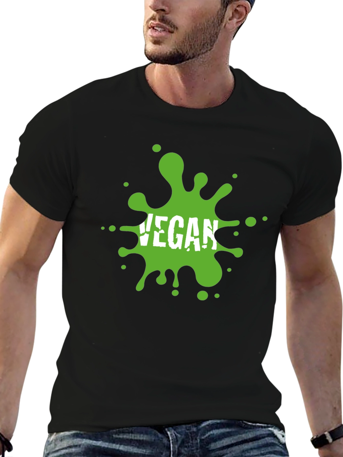 Black Vegan Splatter T-Shirt - Eco-Friendly & Stylish view 6