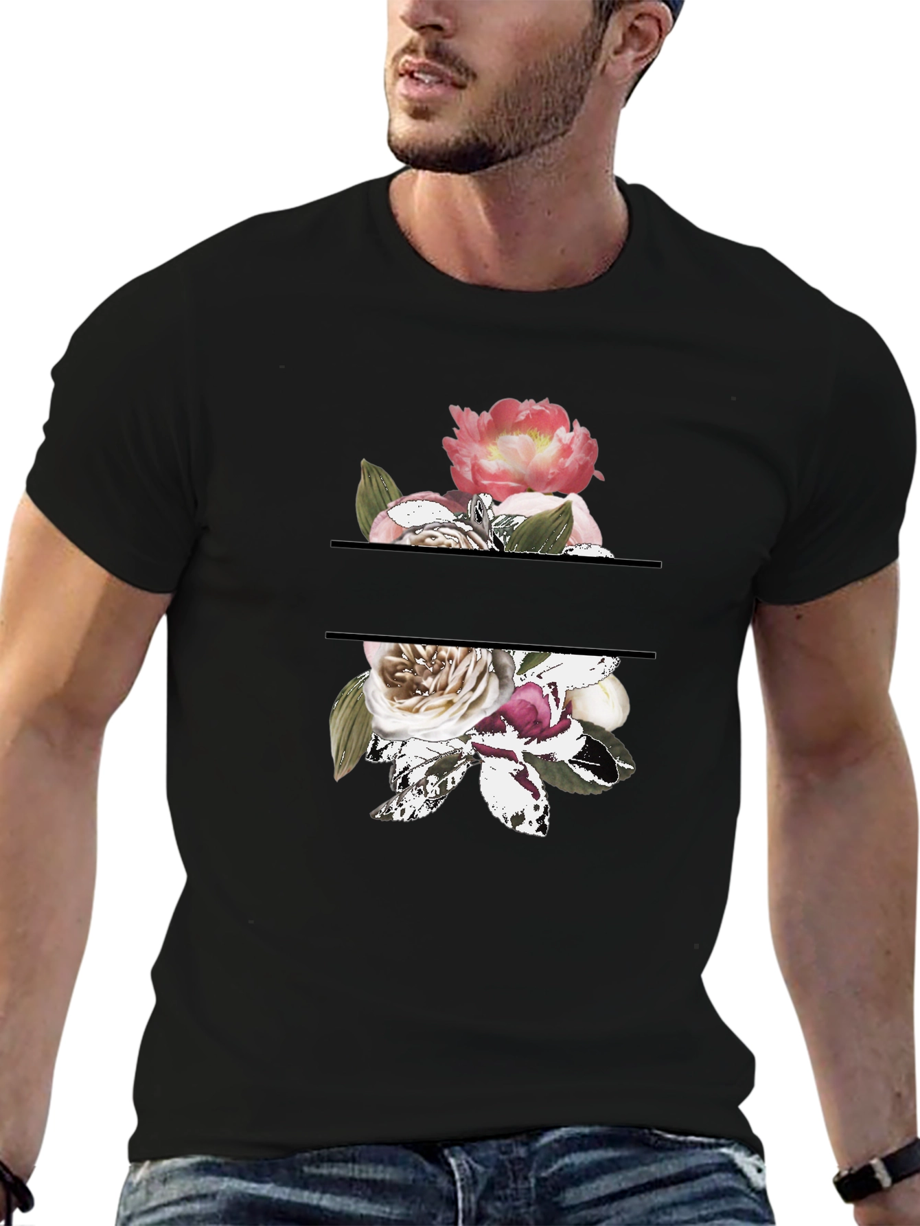 Black Floral Graphic Tee view 6