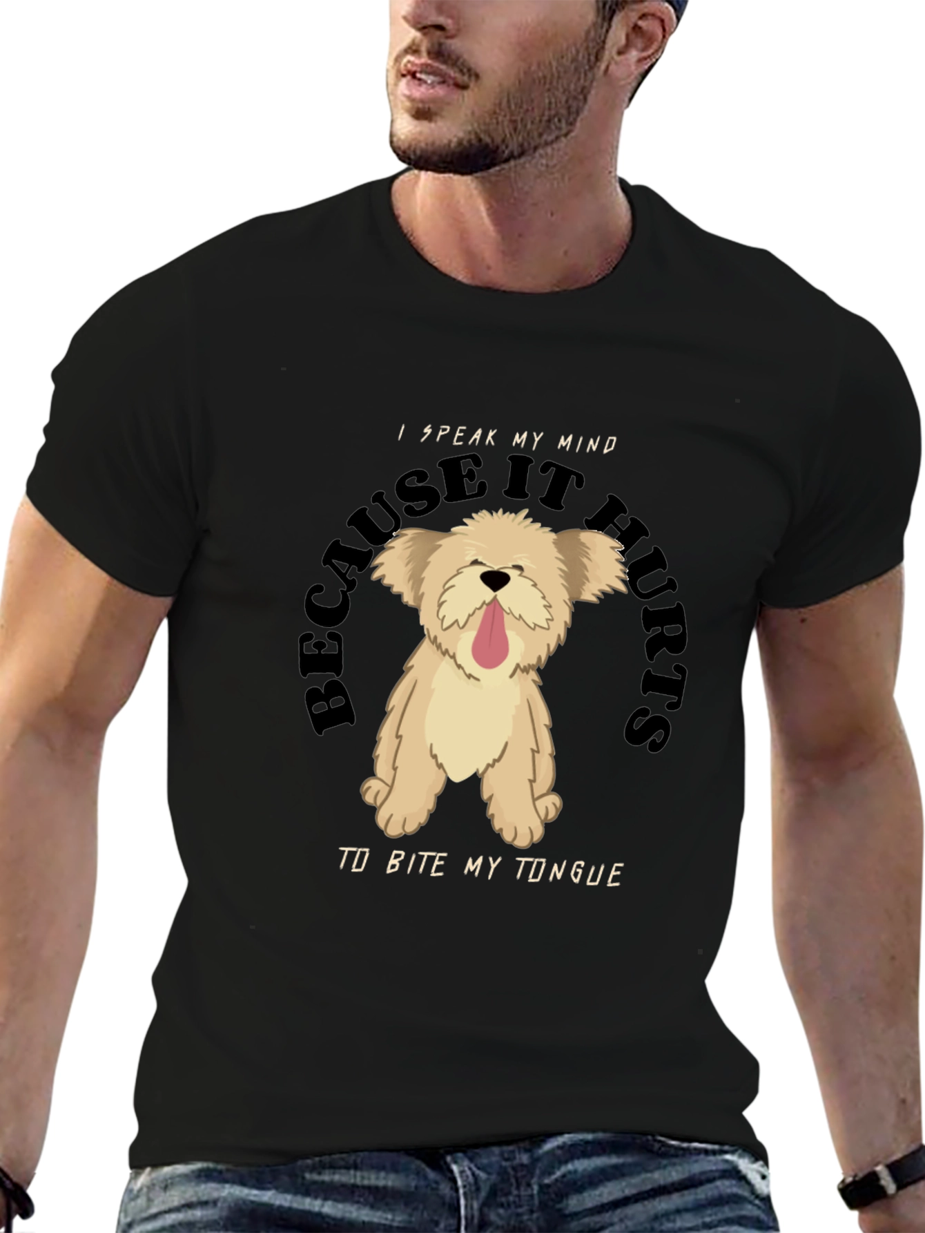 Black I Speak My Mind Dog Graphic Tee - Black view 6