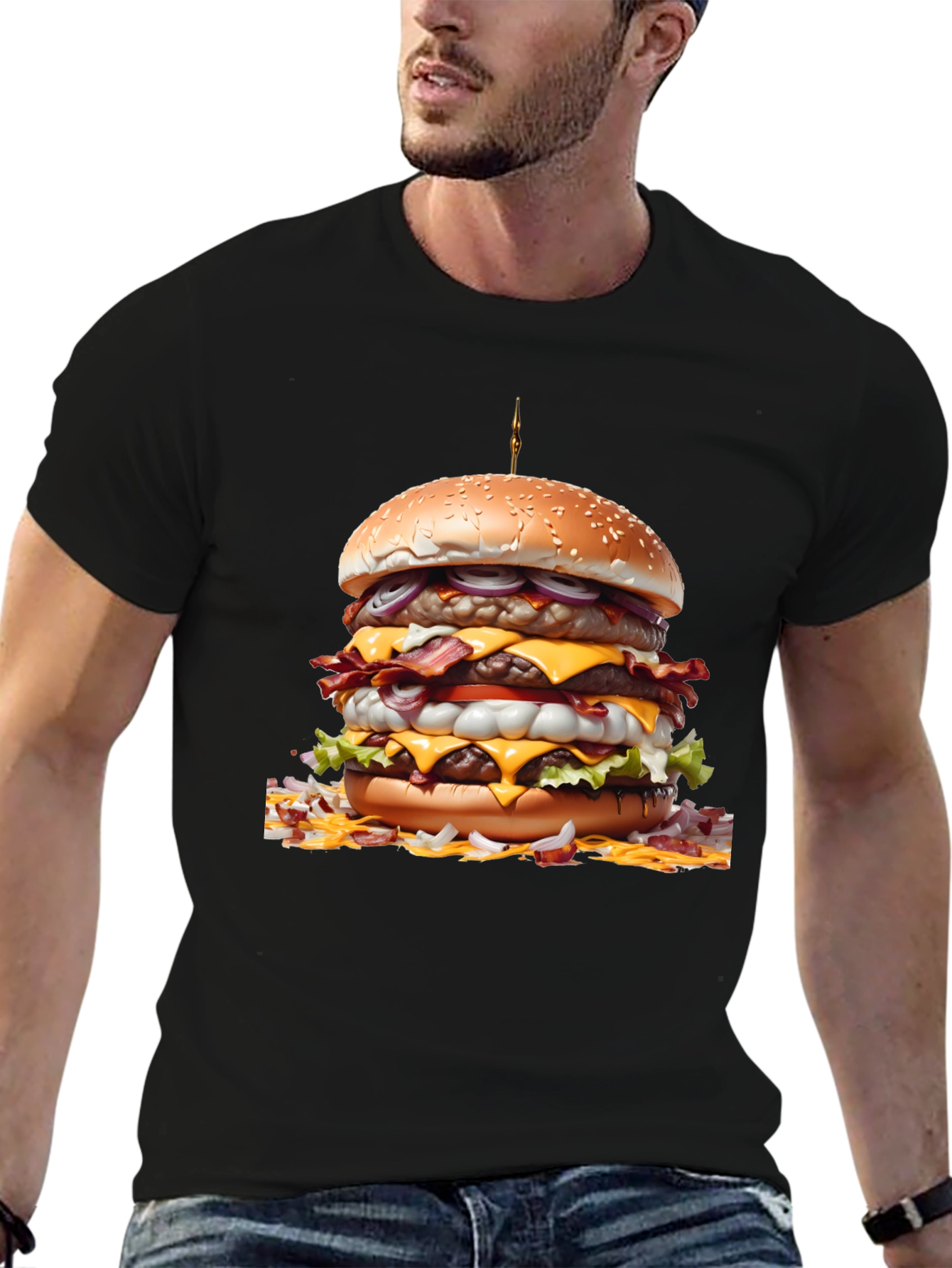 Black Burger Graphic Tee - Foodie Fashion view 6
