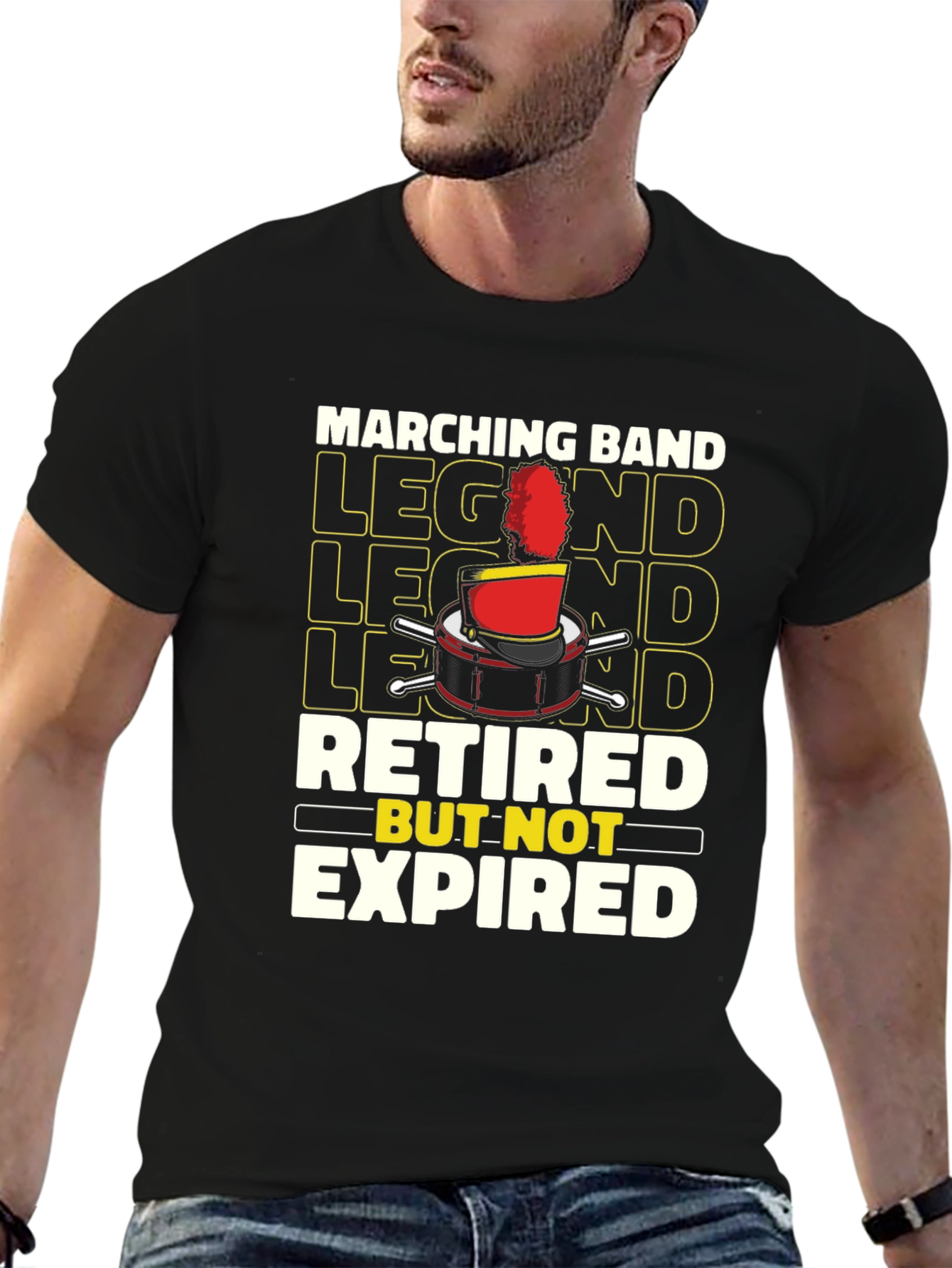 Black Marching Band Legend Retired But Not Expired T-Shirt view 6