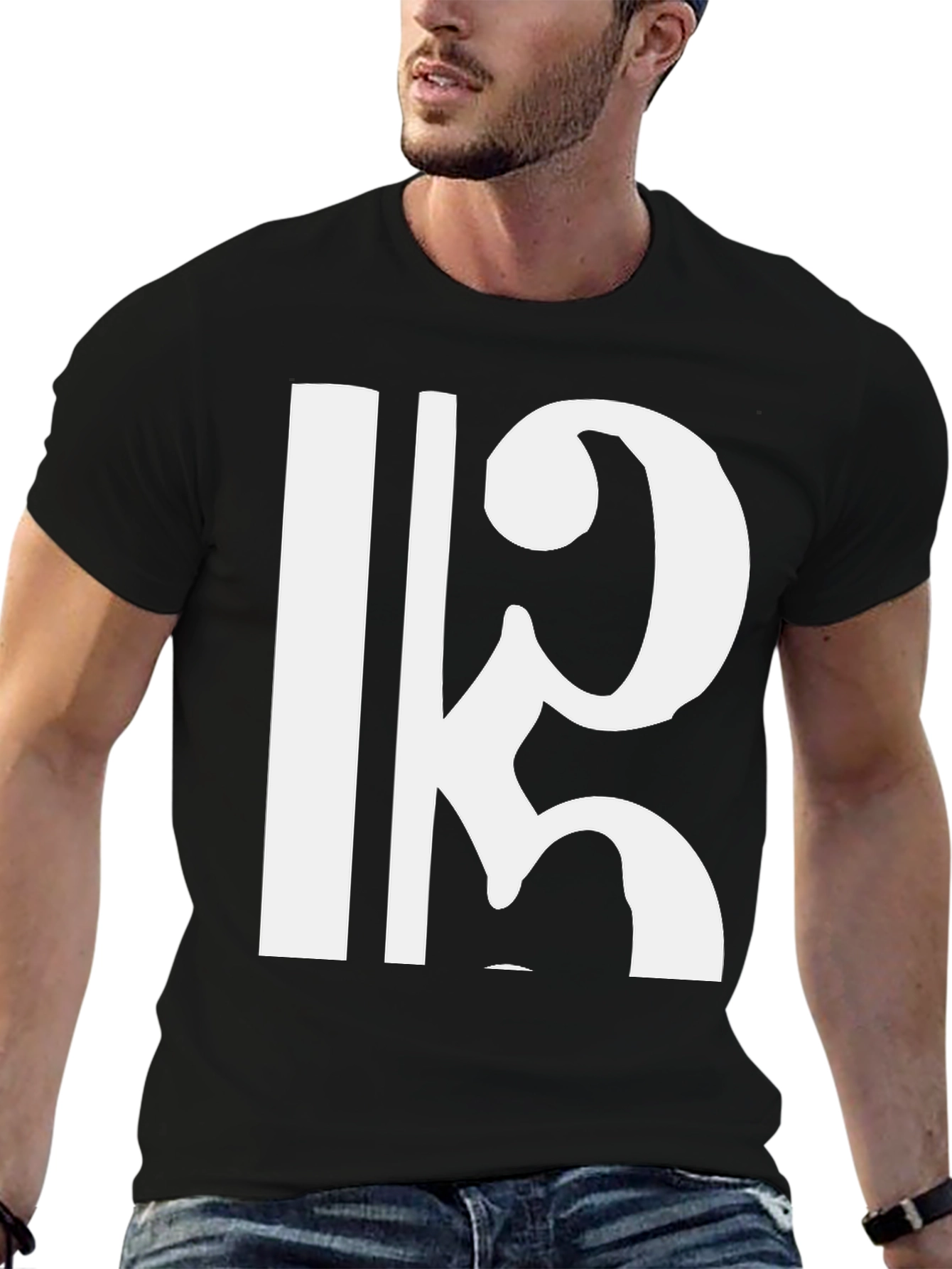 Black Bold Clef Graphic Black Tee view 6